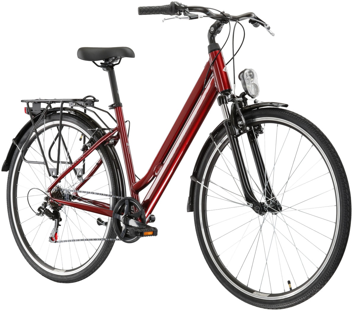 Kross Cityrad »KROSS Citybike Sentio 1.0 rot 6 Gänge«, 6 Gang, Shimano, TOURNEY TZ500 Schaltwerk, Kettenschaltung