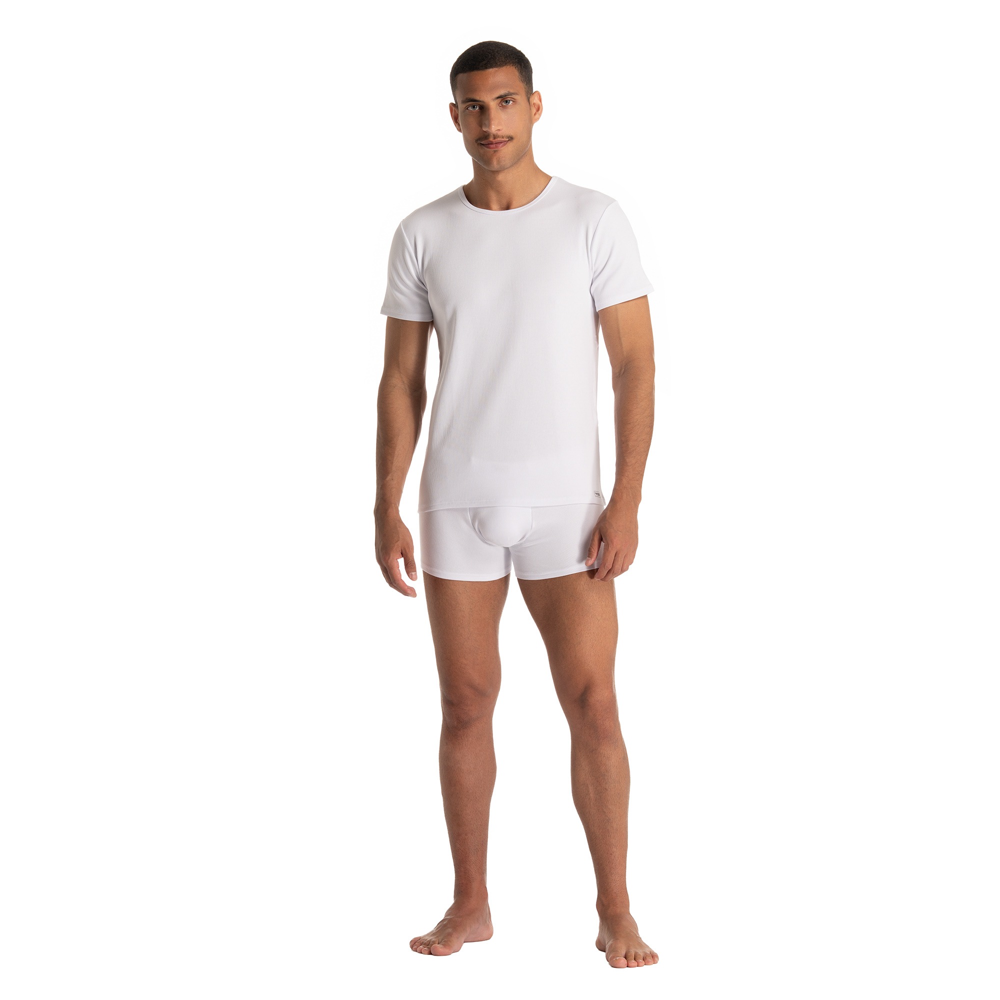 Bruno Banani Rundhalsshirt »FINE RIB« Feinripp, Kurzarm, Rundhalsausschnitt, Cotton-Mix