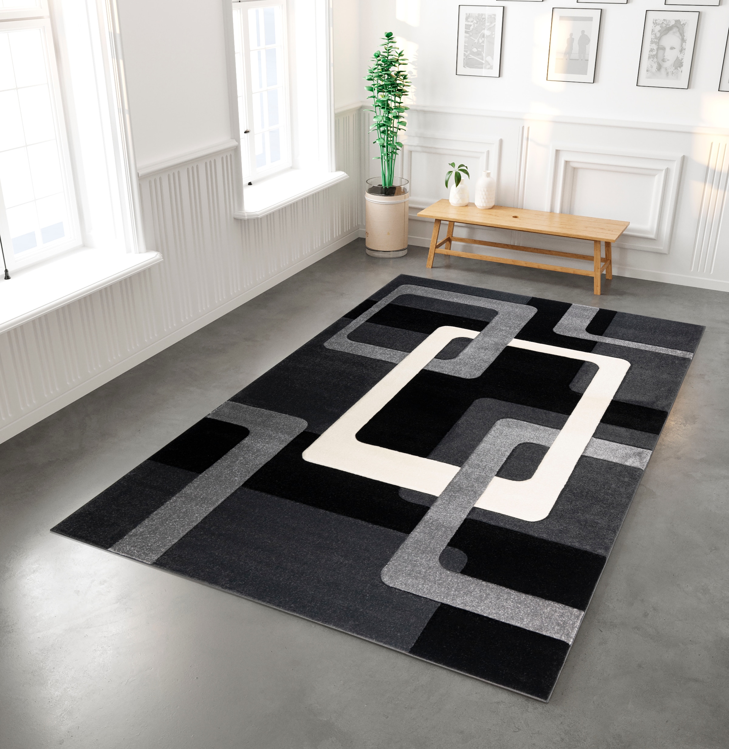 | 3D-Design Teppich Rechnung »Maxim«, auf home my Kurzflor, Hoch-Tief-Effekt, rechteckig, BAUR
