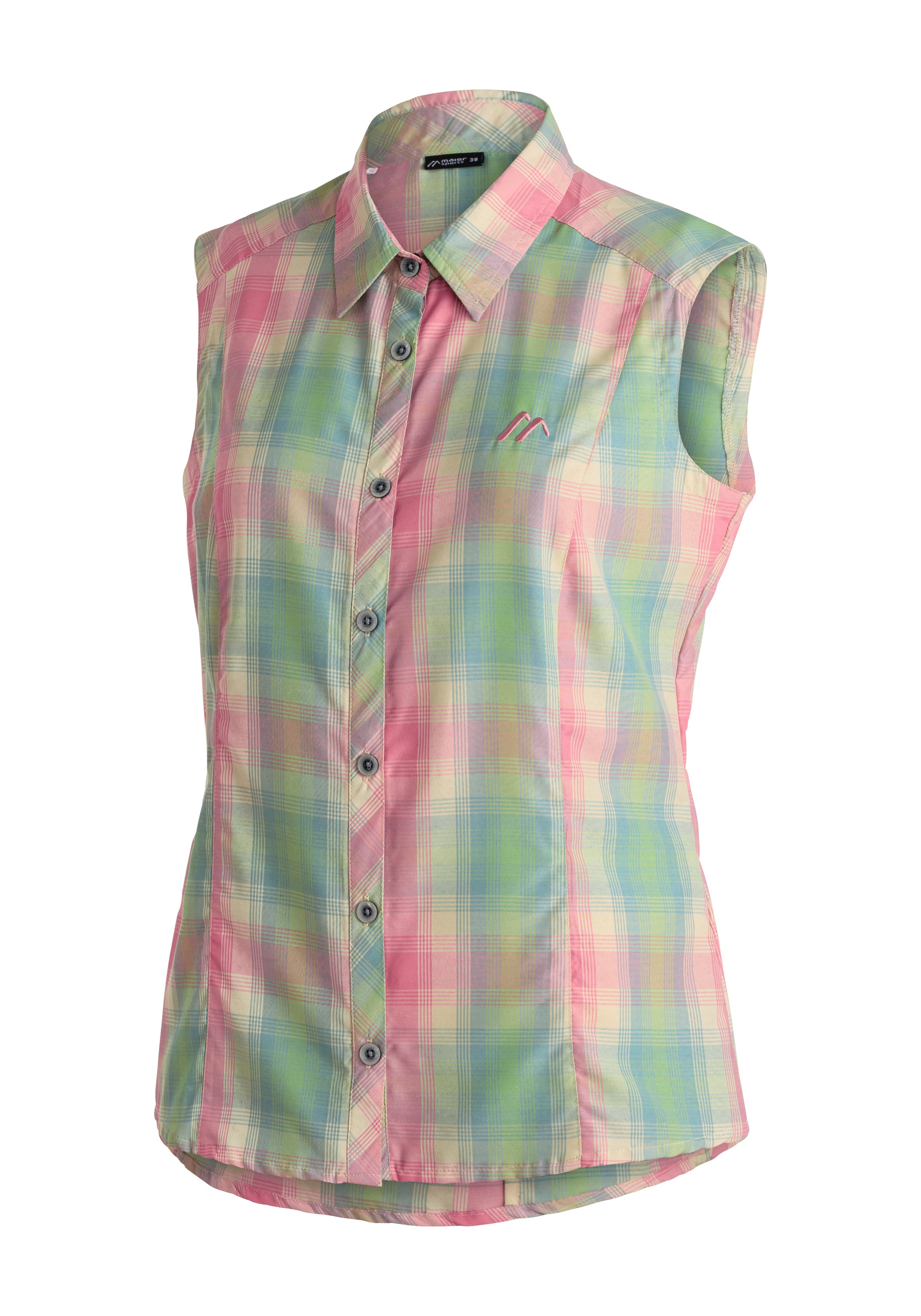 Maier Sports Funktionsbluse "Paloma" ärmellose Damen Bluse, sommerliches Blusen-Shirt, Karobluse, Reg. Fit