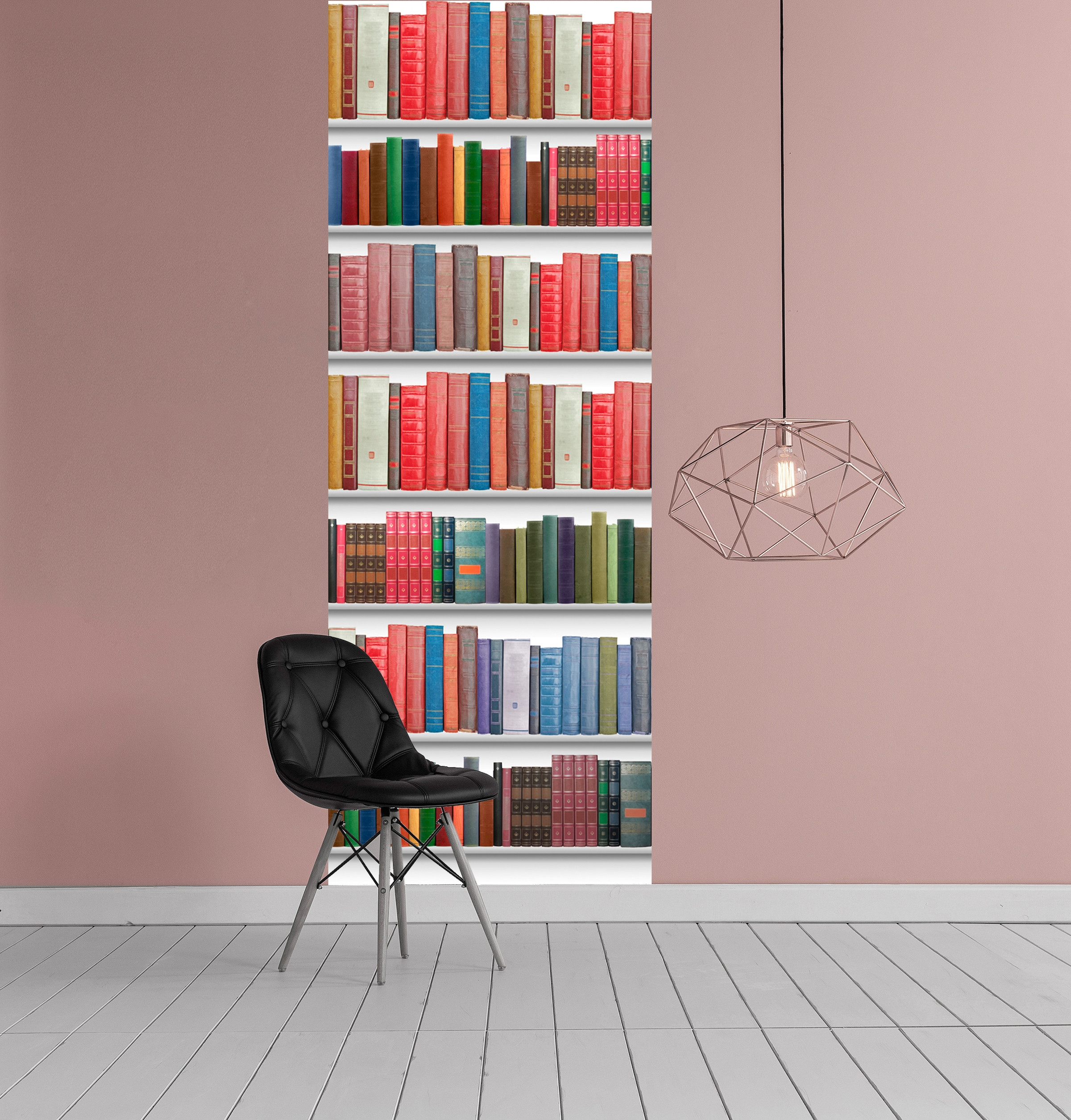 queence Vinyltapete »Fayette, Bücher, Bücherregal«, Streifen, 90x250cm, selbstklebend, kinderleichte Anbringung, Sticker