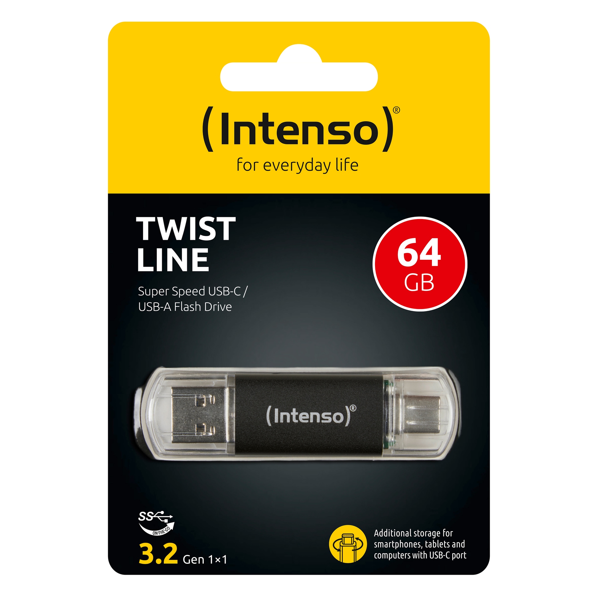 Intenso USB-Stick »Twist Line 64 GB«, (USB 3.2 Lesegeschwindigkeit 70,00 MB/s), USB-A und USB-C Anschluss