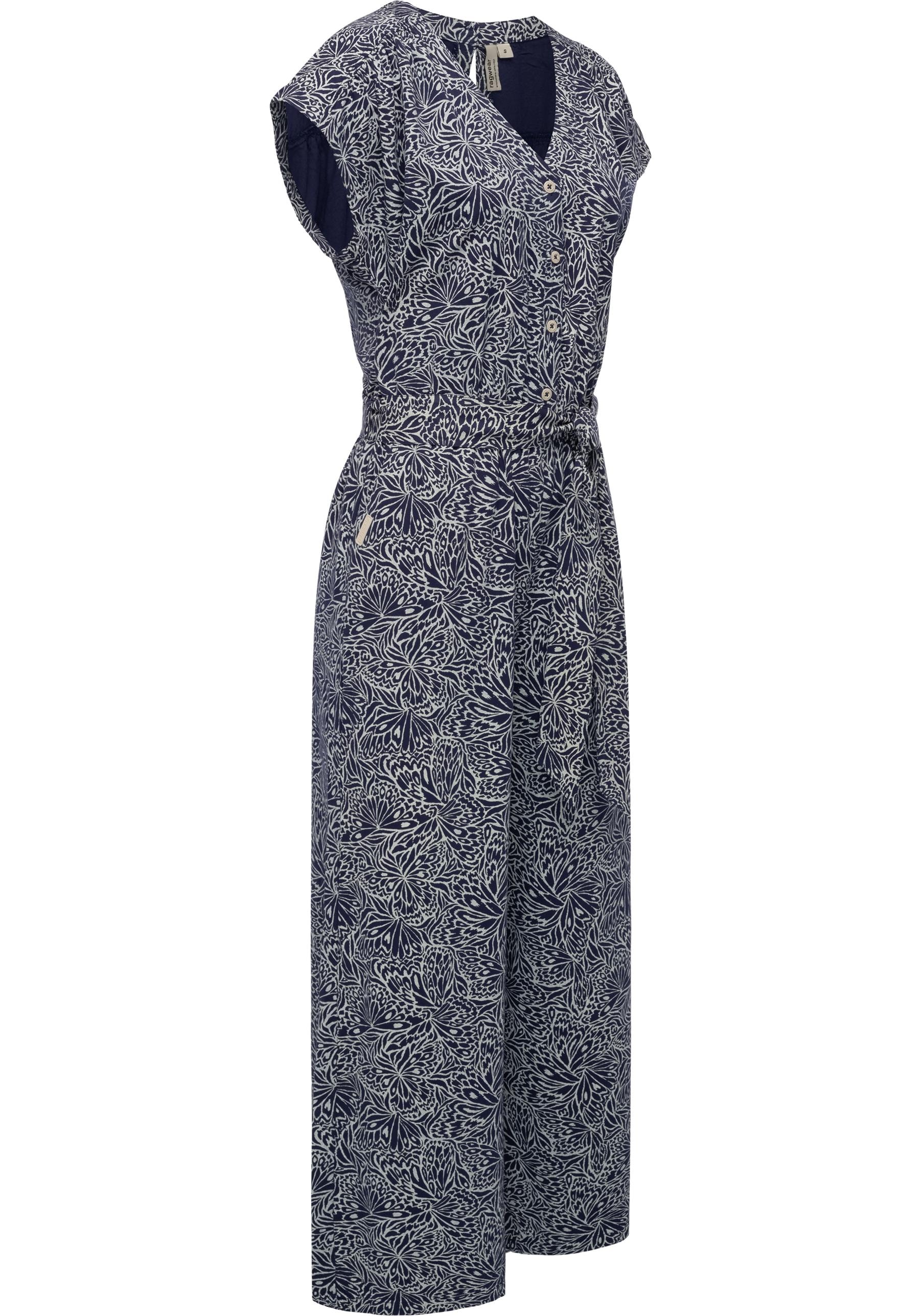 Ragwear Jumpsuit »Glina Print«, Langer Damen Overall mit Bindegürtel an der Taille