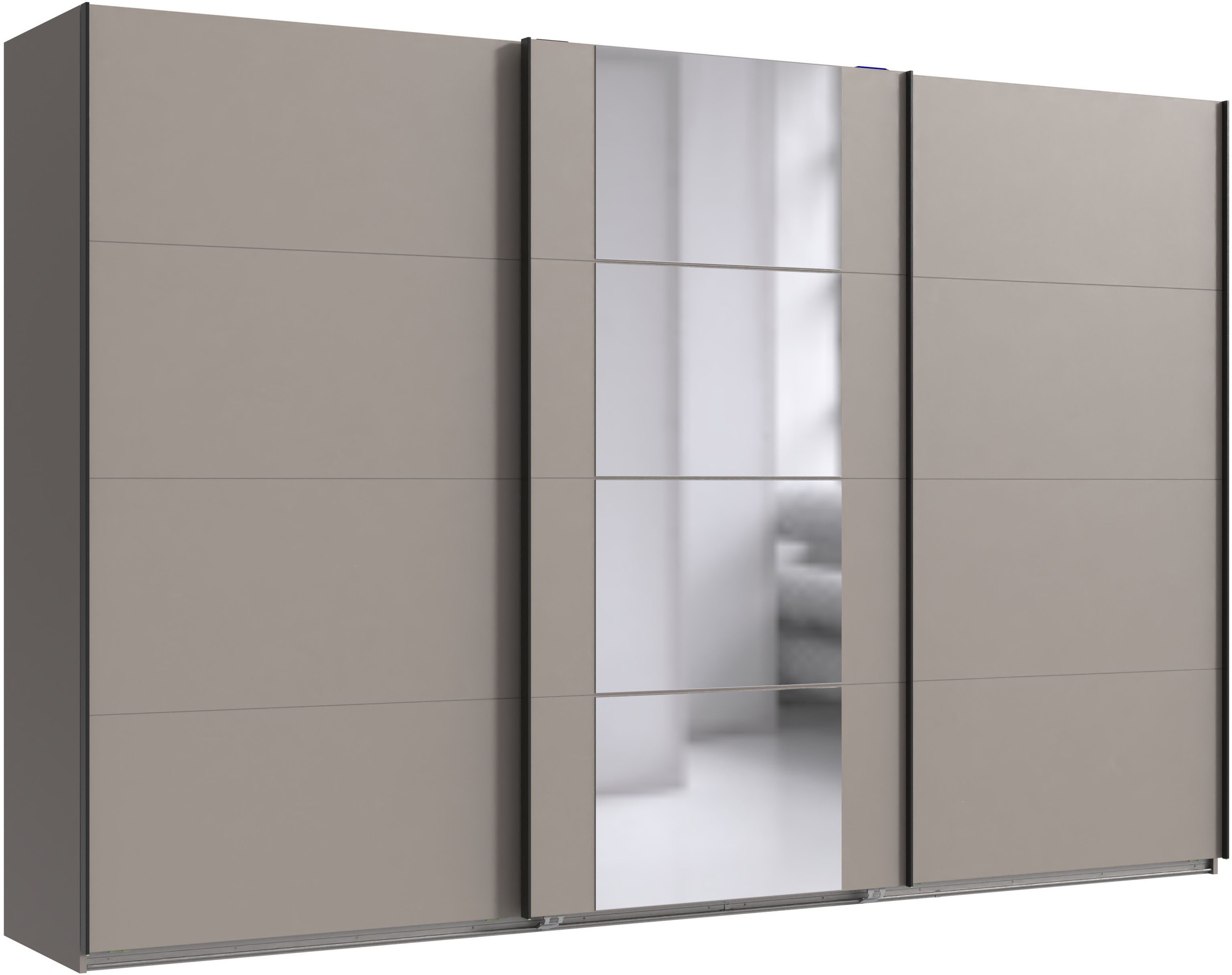 Schwebetürenschrank WIMEX, B:313cm H:210cm T:64cm, schwarz, Schränke, "Bern Schiebetürenschrank TOPSELLER", Schrank mit zusätzlicher