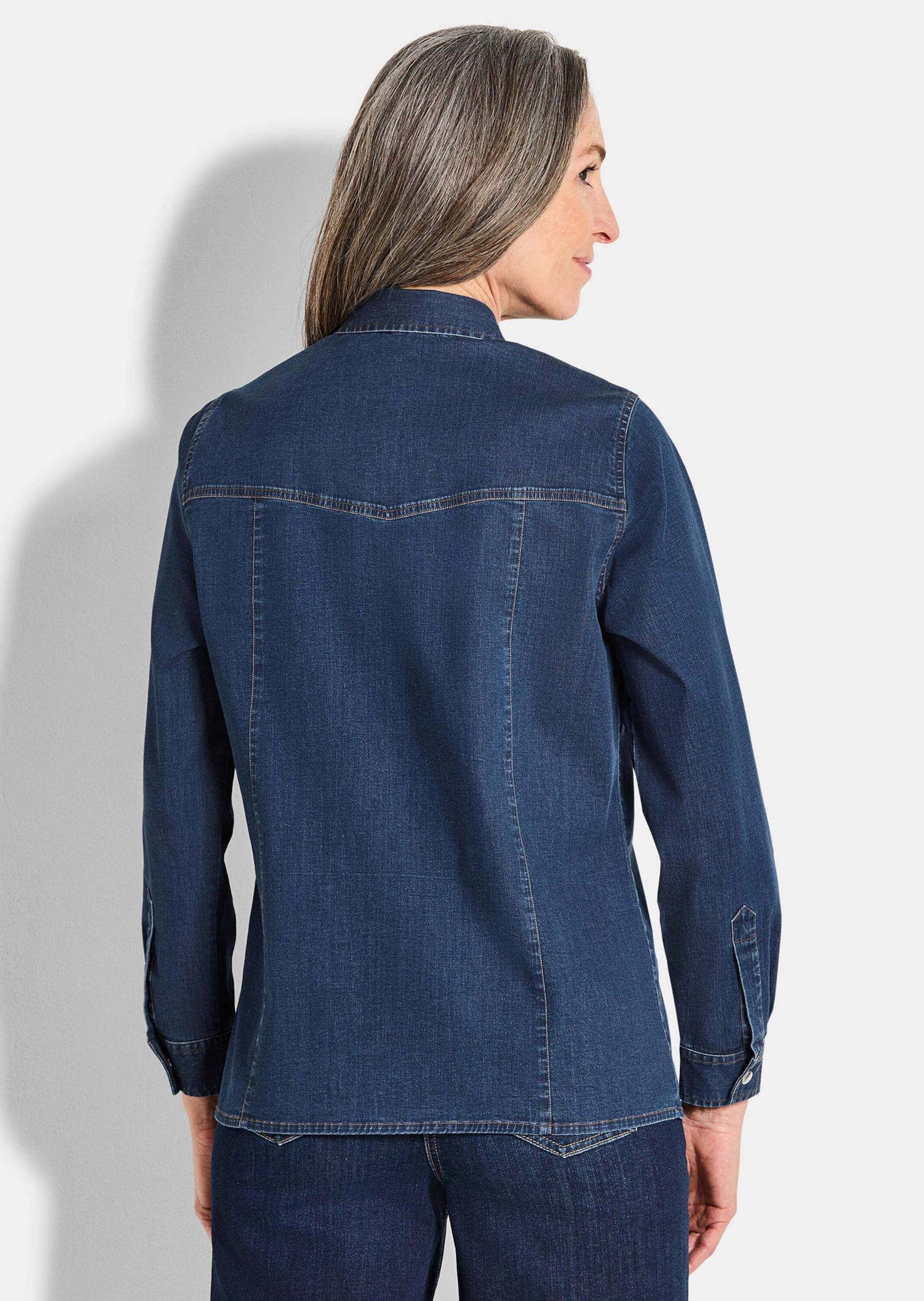 GOLDNER Hemdbluse »Kurzgröße Jeanshemd aus Baumwoll-Stretch«