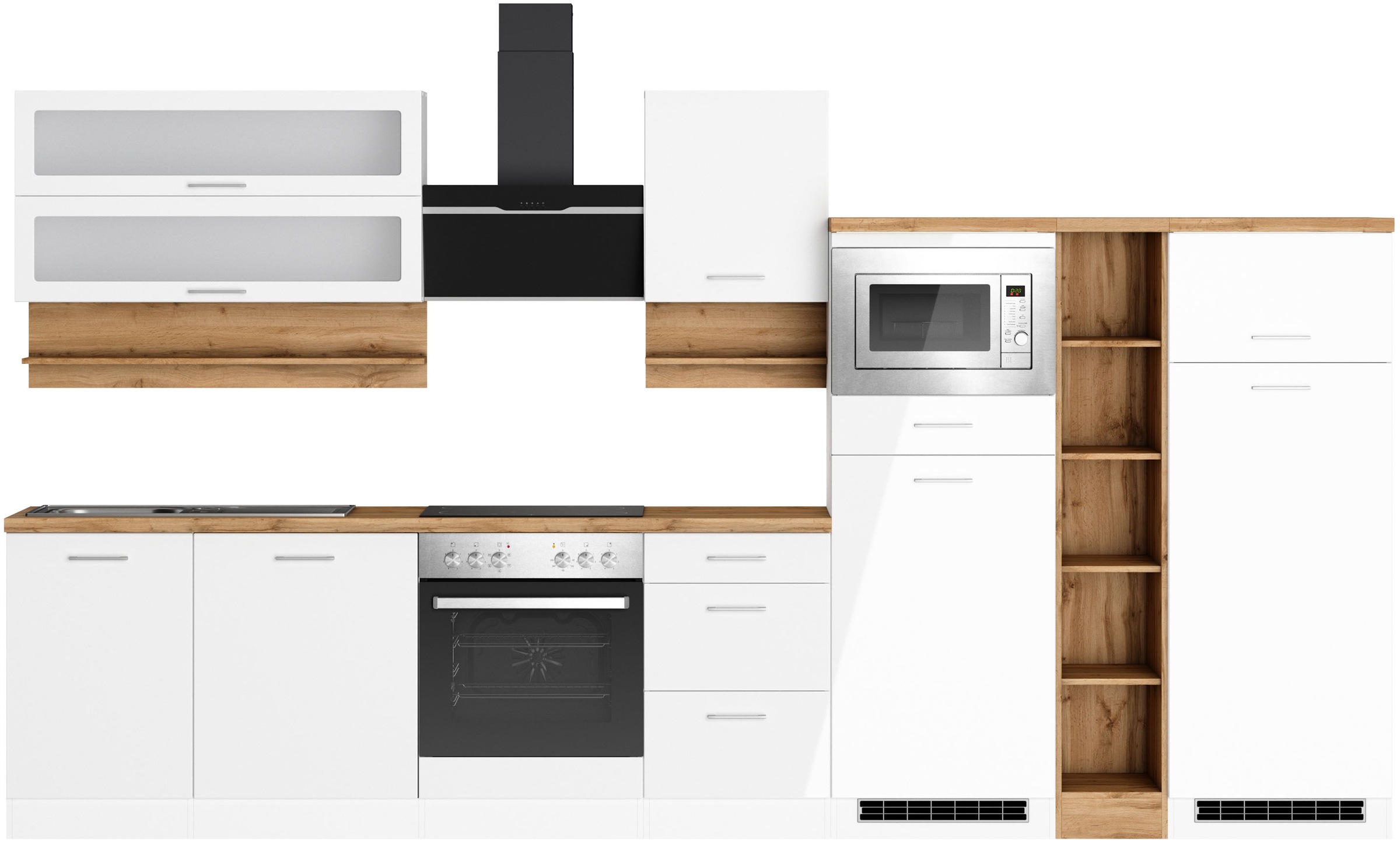 KOCHSTATION Küchenzeile "KS-Milan" 370 cm breit, robuste Metallauszüge, vie günstig online kaufen