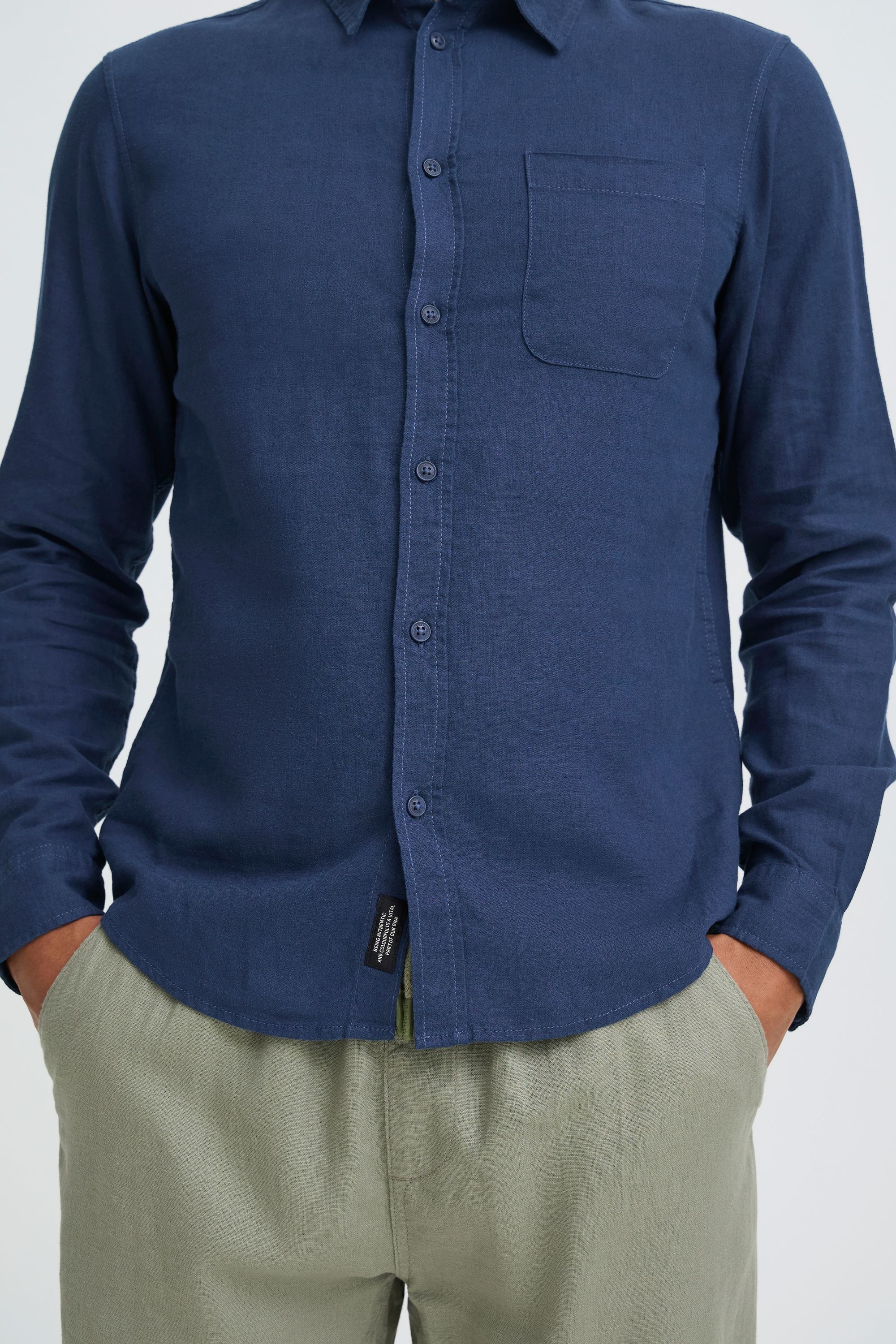 Blend Leinenhemd »BHMLinex« Stilvolles Langarmhemd aus Leinenmix mit Brusttasche