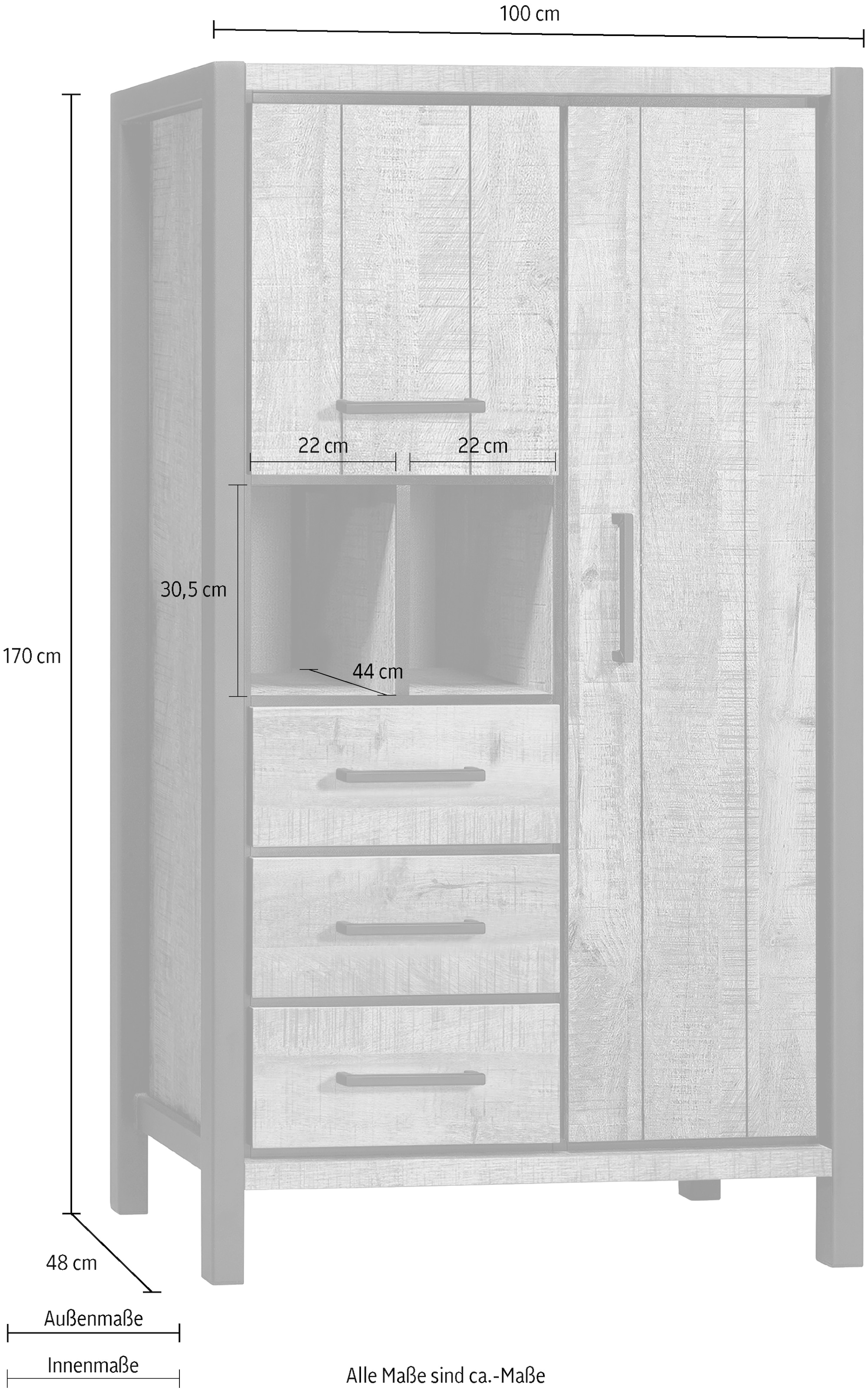 OMG Design Mehrzweckschrank »Ocean, Vitrine, Wohnzimmerschrank«, mit Soft-Close, in zwei Breiten