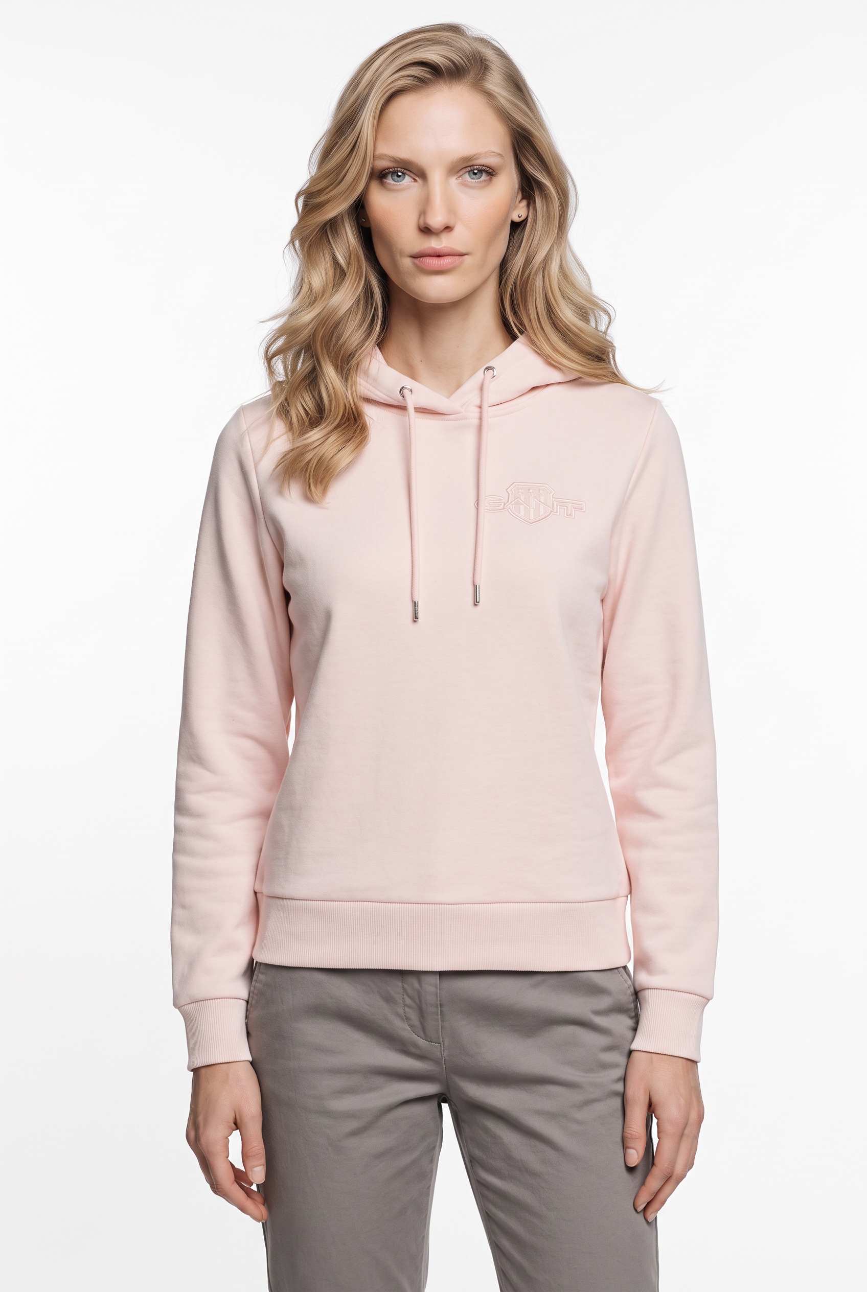 Gant Hoodie "REG TONAL SHIELD HOODIE", Ton in Ton Stickerei, Rippbündchen