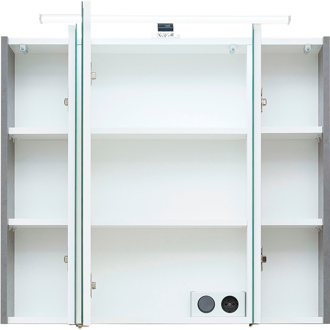 Saphir Badmöbel-Set »Quickset 945 3-teilig, Keramik-Waschtisch mit LED-Spiegelschrank«, (4 St.), Midischrank, 7 Türen, 3 Schubladen, 8 Einlegeböden, inkl. Türdämpfer