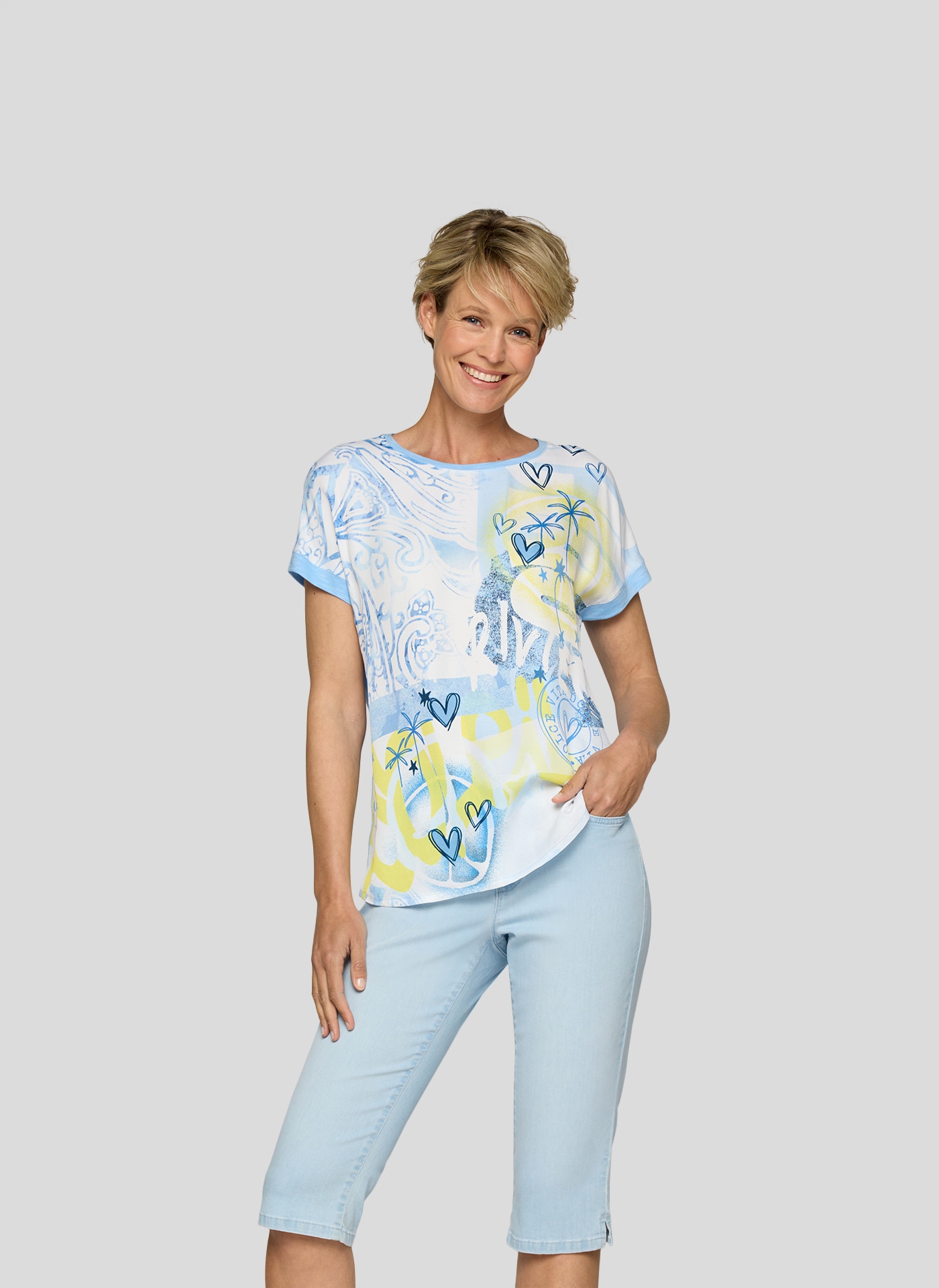 Rabe Print-Shirt "Rabe Rundhalsshirt mit sommerlichem Print und Herzmotiven günstig online kaufen