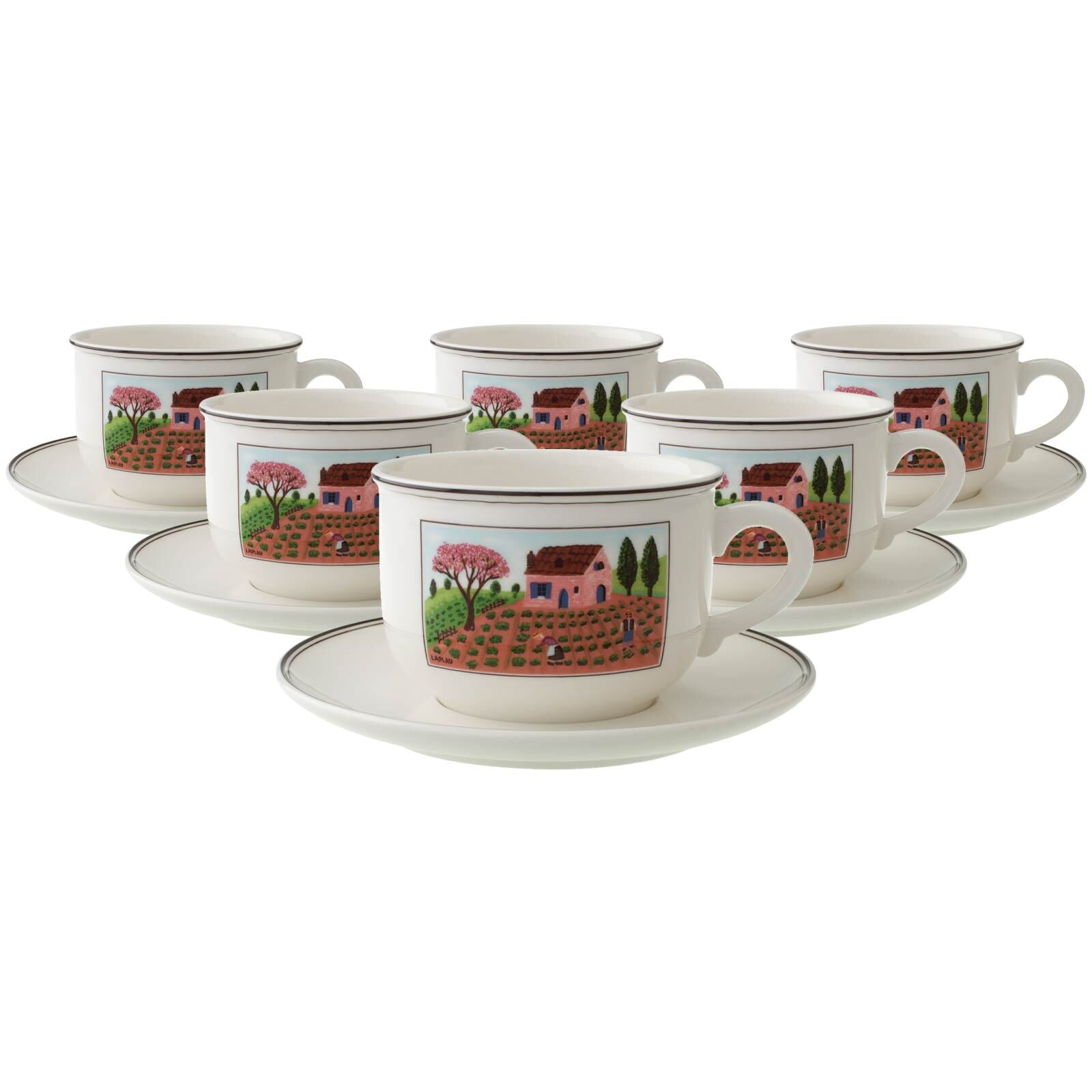 Villeroy & Boch Tasse "Cappuccinotassen mit Untertassen Design Naif 330 ml 6er Set bunt"