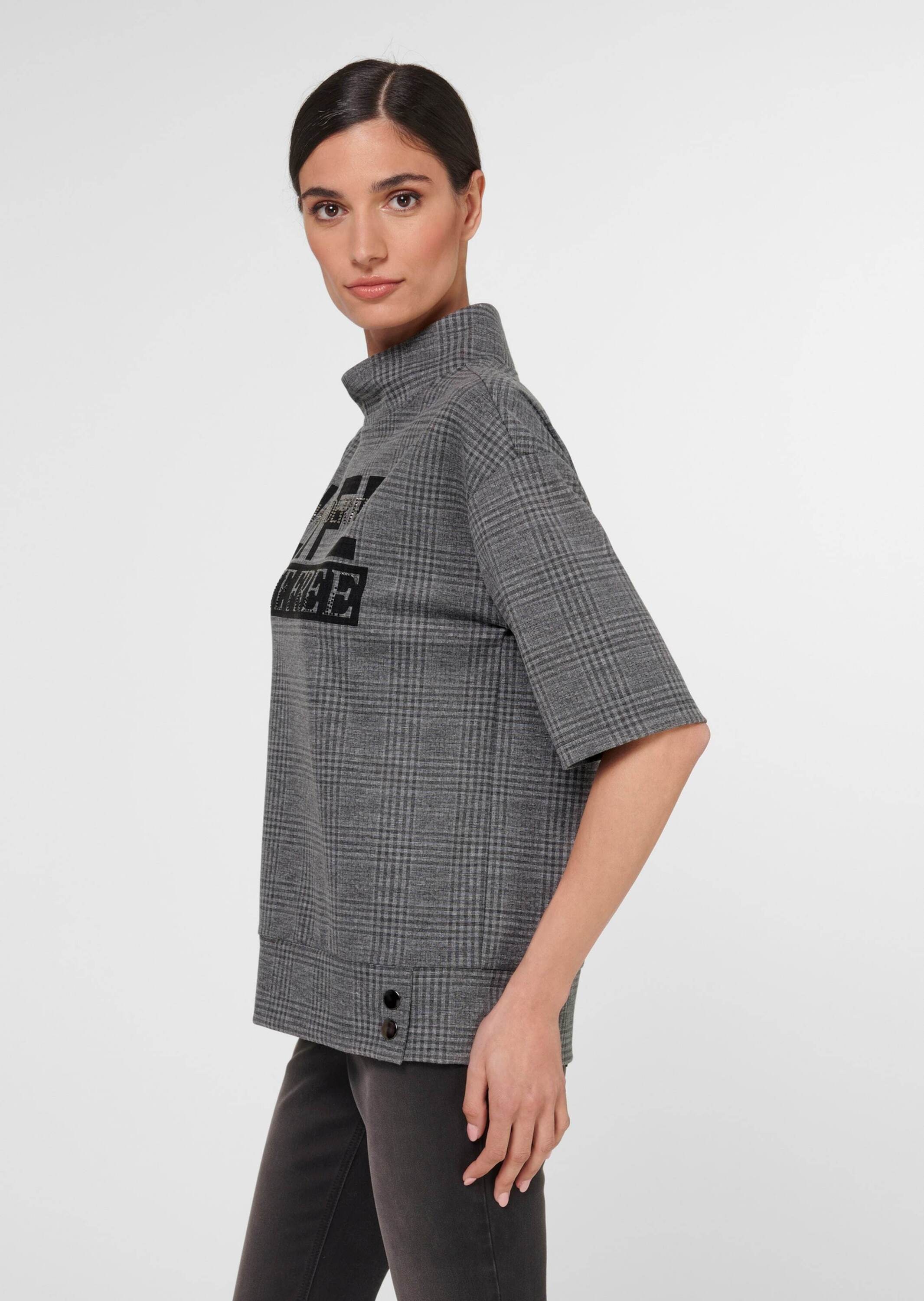 MADELEINE Kurzarmshirt »Sweatshirt Halbarm-Sweatshirt mit Print und Ziersteinen«