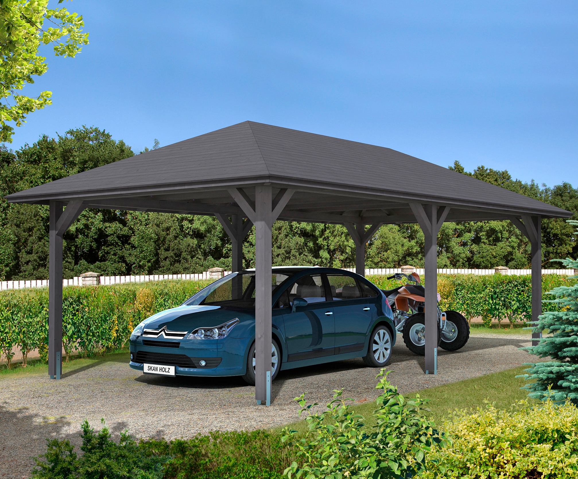 Skanholz Einzelcarport "Taunus" Leimholz 335 cm dunkelgrau