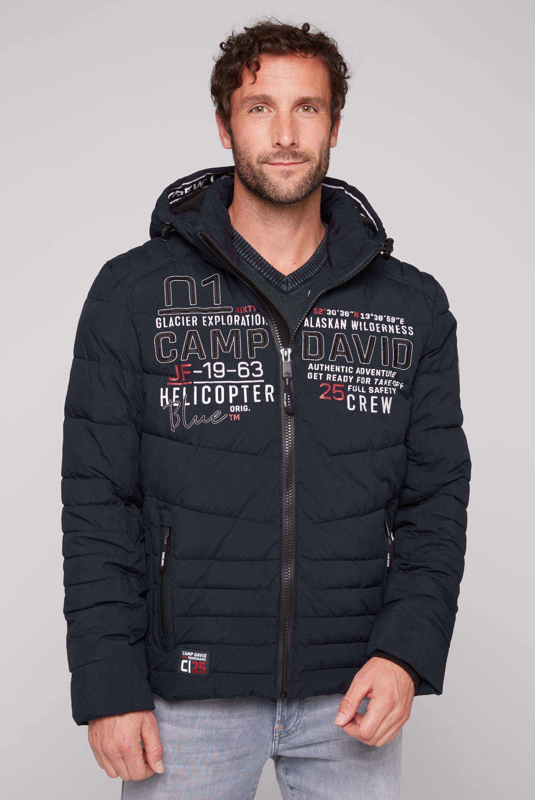 CAMP DAVID Winterjacke, mit Kapuze, mit Stickerei günstig online kaufen