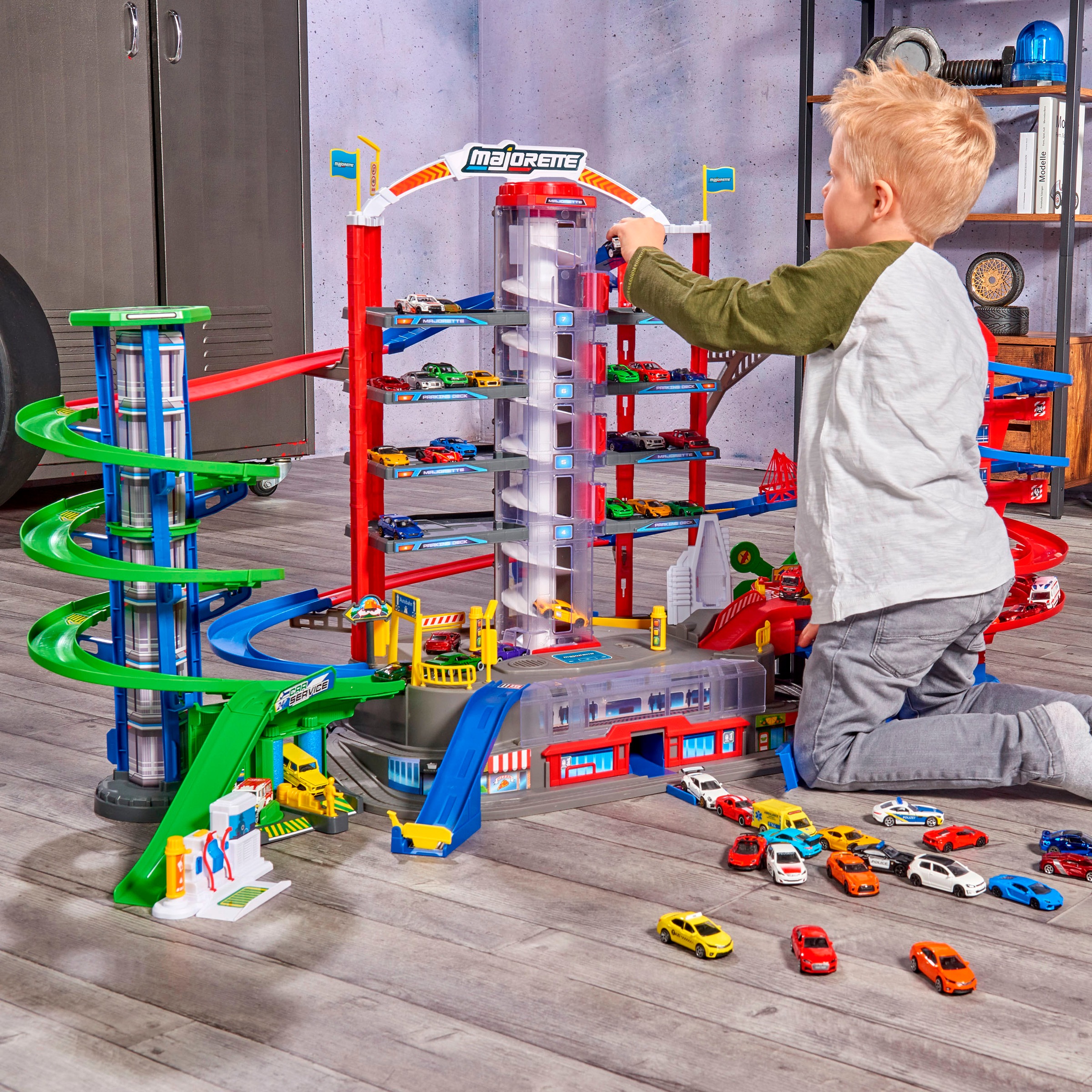 Spiel-Parkhaus MAJORETTE "City Garage", bunt, Fahrzeug-Spielwelten, KinderB:128cm H:73cm T:78cm, Kunststoff, mit Licht und Sound, B:128cm H:73cm T:78cm 3