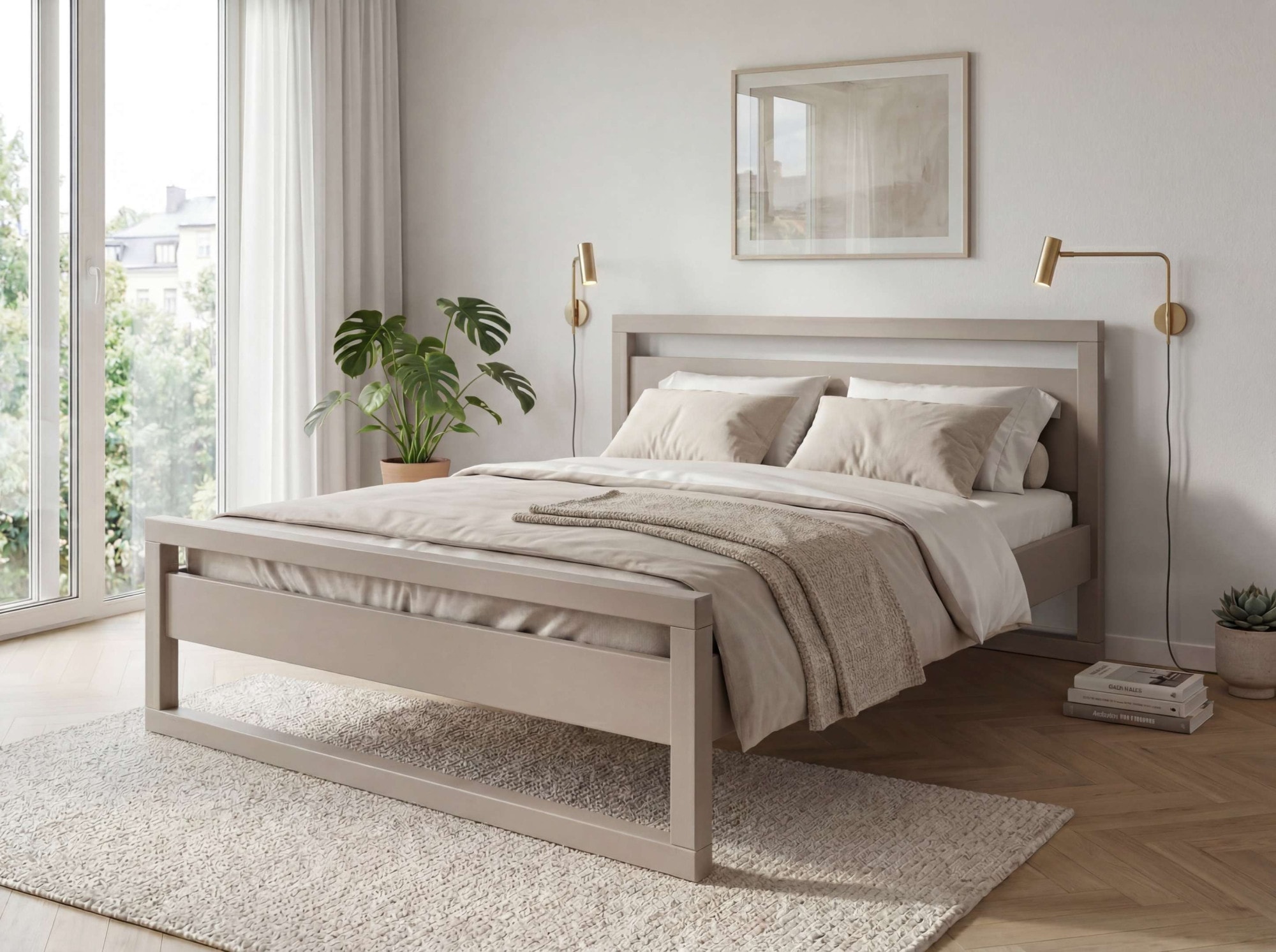 OTTO home Massivholzbett »Wellow , Kaschmir-Beige-Beige, Kiefer, inklusive Lattenrost« Liegefläche 140x200 cm,  nordisch-modern, bis 180 kg belastbar, FSC® & Made in Europe