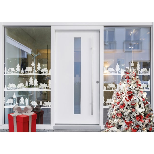 MySpotti Fensterfolie »Look Winter Village white«, halbtransparent,  glattstatisch haftend, 90 x 100 cm, statisch haftend bestellen | BAUR