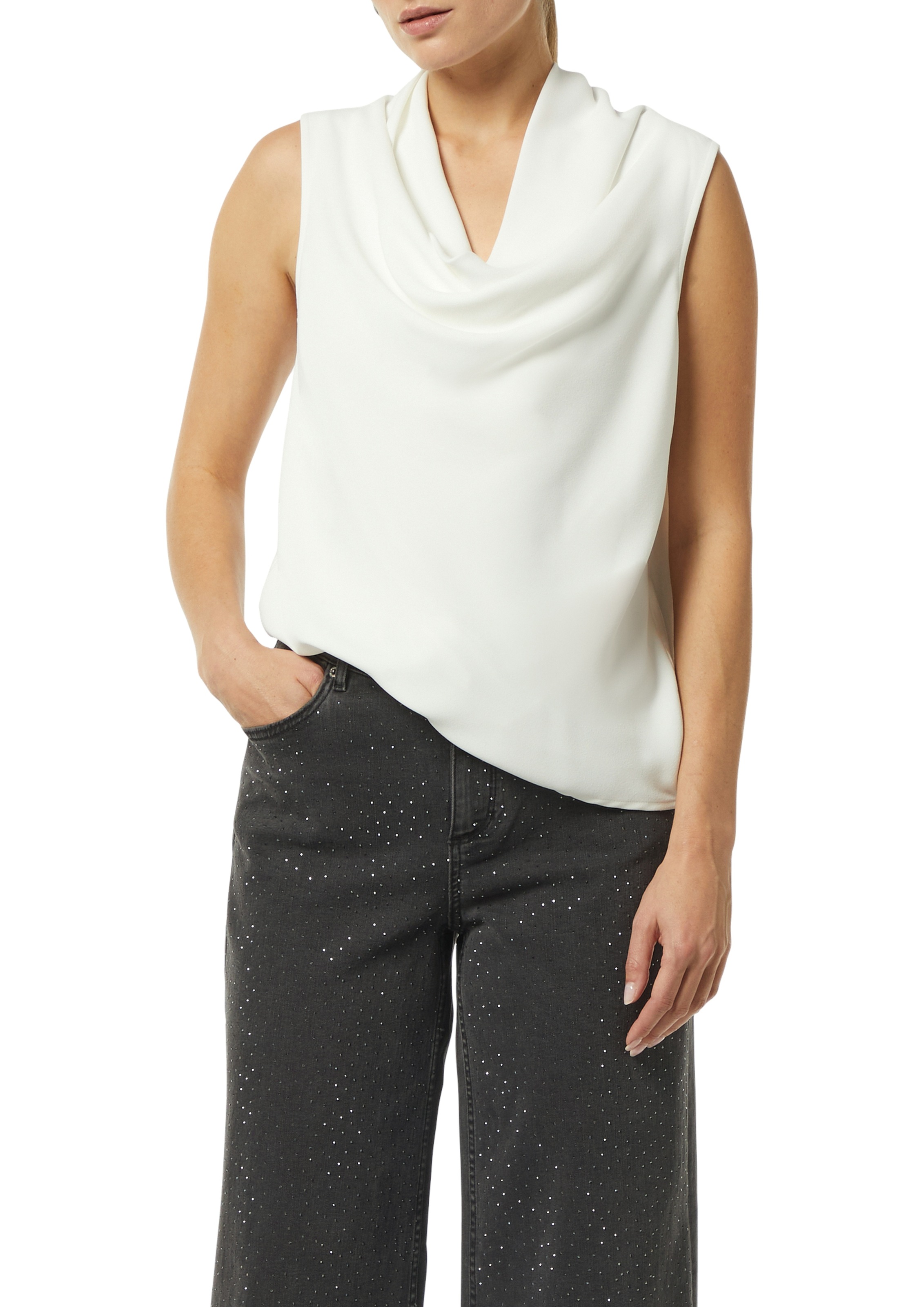 comma Shirttop mit Wasserfall-Ausschnitt günstig online kaufen