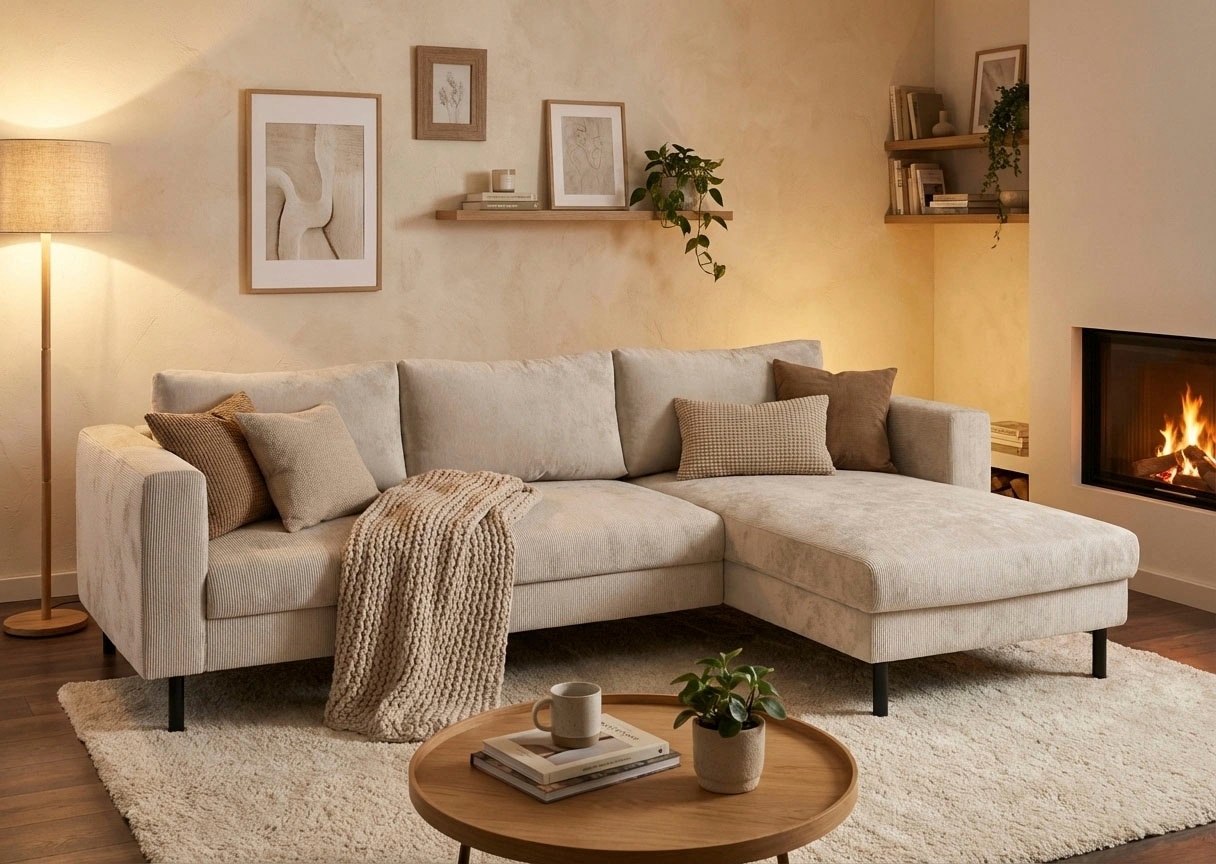 TRENDMANUFAKTUR "Amazing II, wahlw. mit Schlaffunktion & Bettkasten, Fuß schwarz" Recamiere beidseitig montierbar, L-Form,in Cord o. Struktur, B: 232 cm