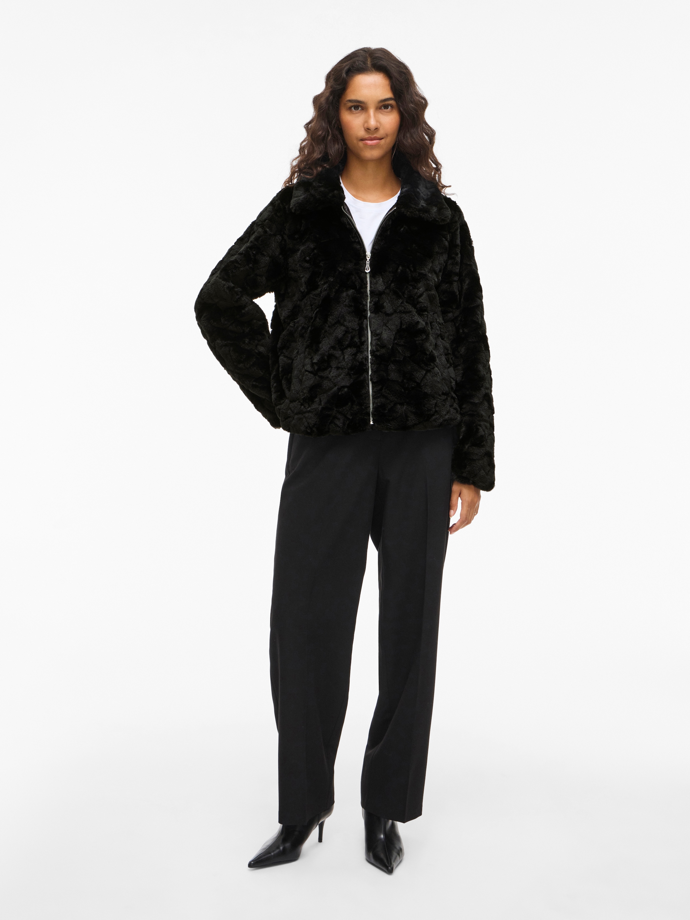 Vila Fellimitatjacke »VIDORTE L/S JACKET/PB« ohne Kapuze