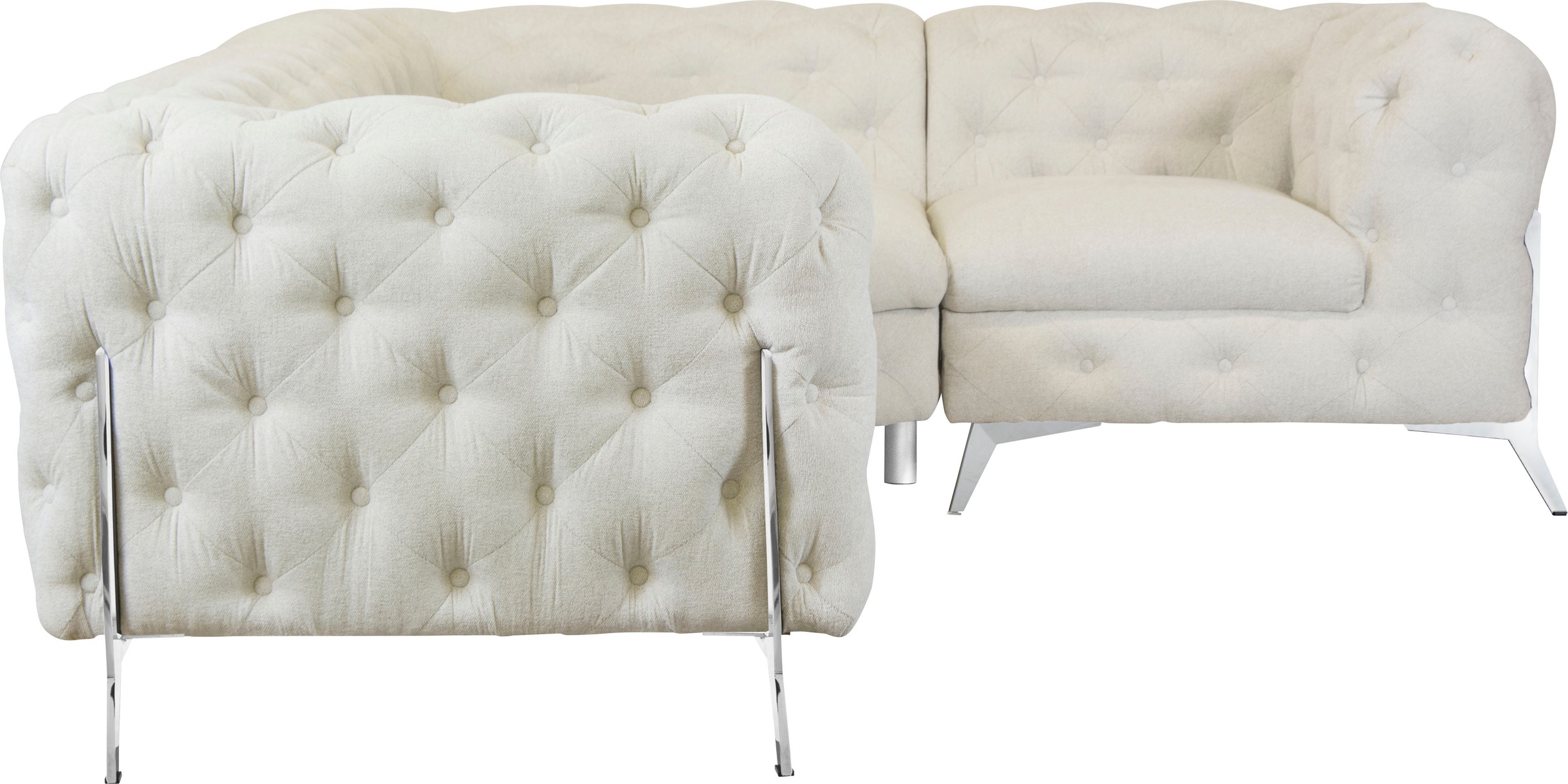 Leonique Chesterfield-Sofa »Amaury L-Form«, moderne Chersterfield-Optik, Breite 262 cm, Fußfarbe wählbar