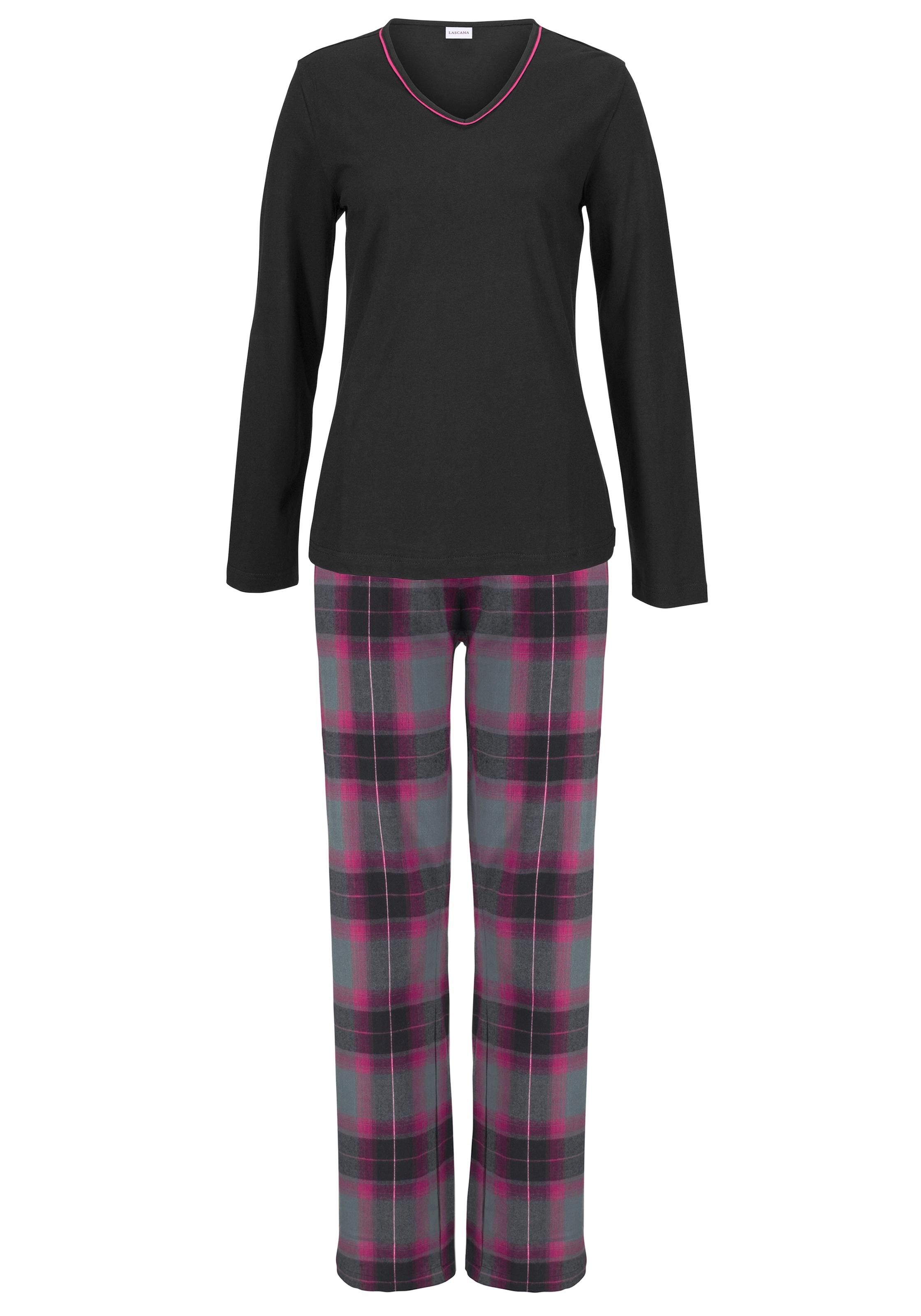 LASCANA Pyjama 2 Stk. tlg., mit kuscheliger Flanellhose günstig online kaufen