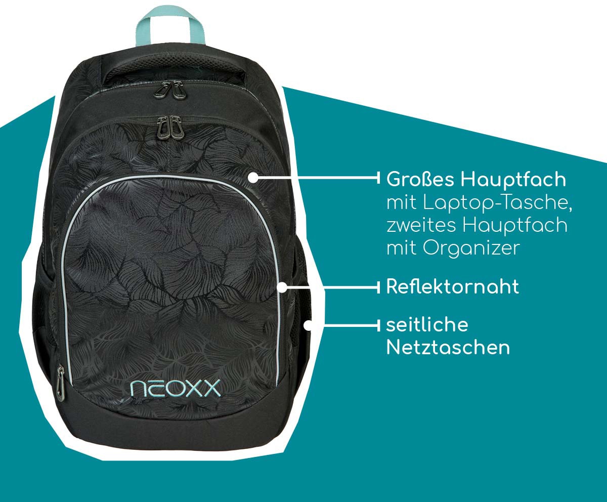 neoxx Schulrucksack »Fly, the aus Reflektionsnaht, PET-Flaschen of Nite«, kaufen BAUR | recycelten Queen