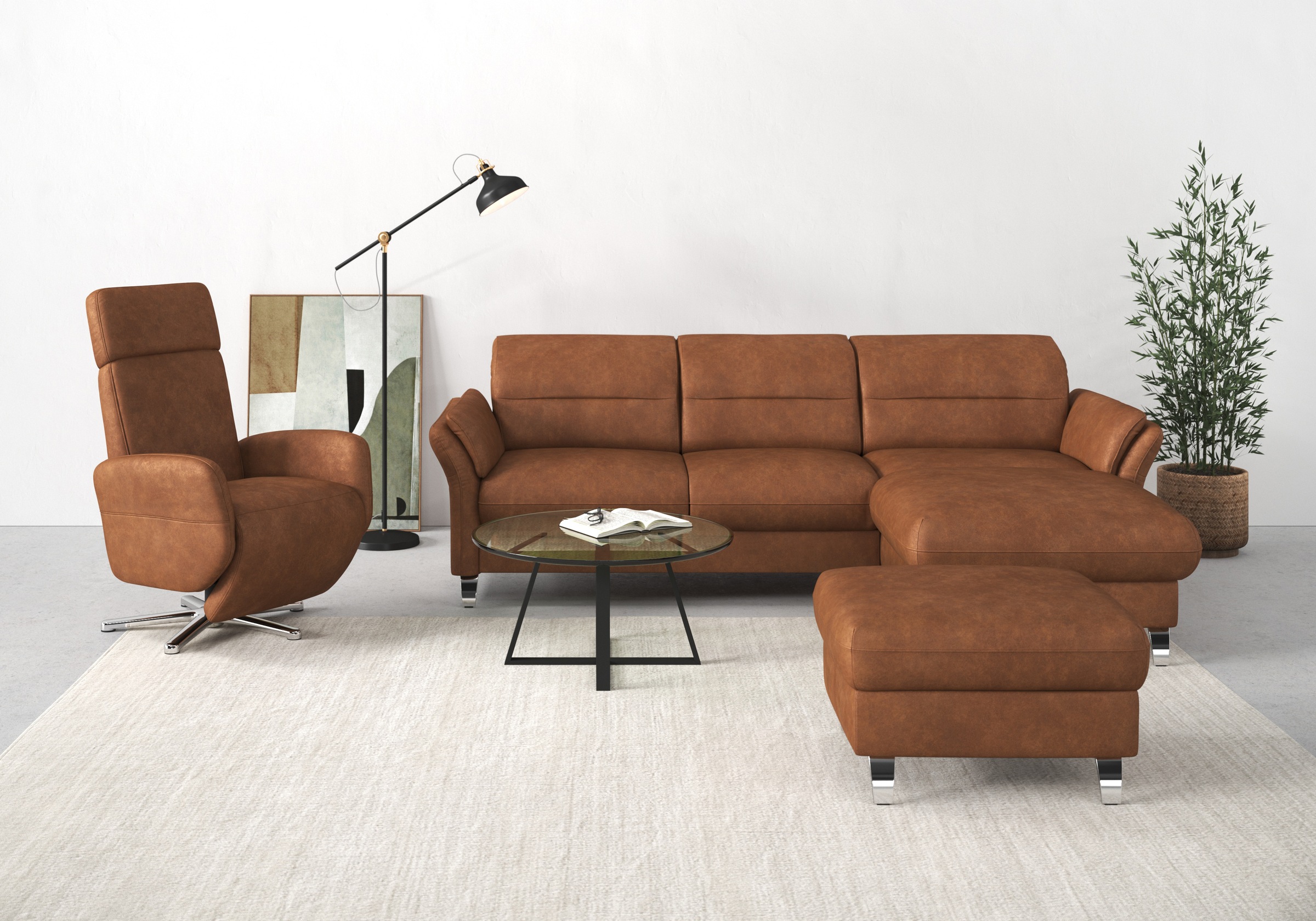 sit&more Ecksofa "Grenoble L-Form mit Federkern" wahlweise mit Schlaffunktion, Bettkasten, Arm- und Kopfteilverstellung