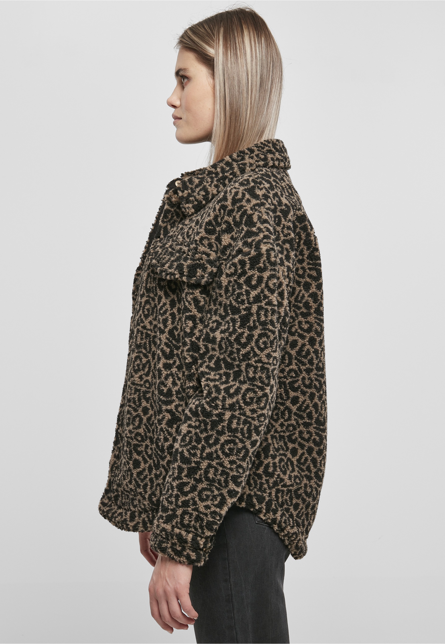 URBAN CLASSICS Langmantel »Urban Classics Damen Ladies AOP Sherpa Overshirt«