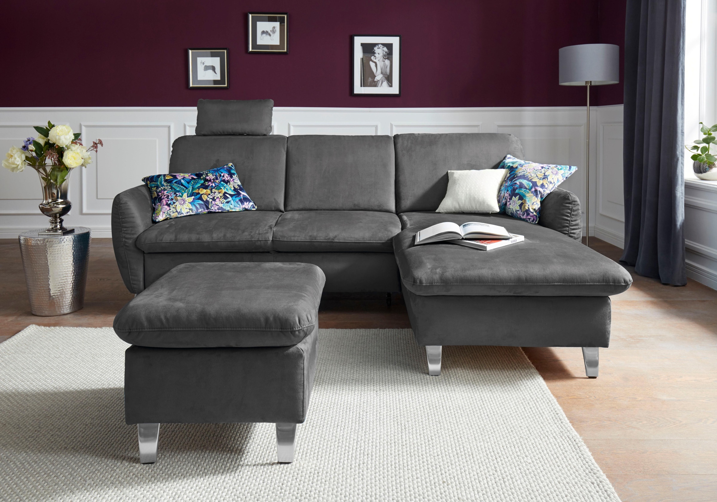 sit&more Ecksofa "Daytona L-Form" mit Federkern, einer Kopfstütze und wahlweise mit Schlaffunktion