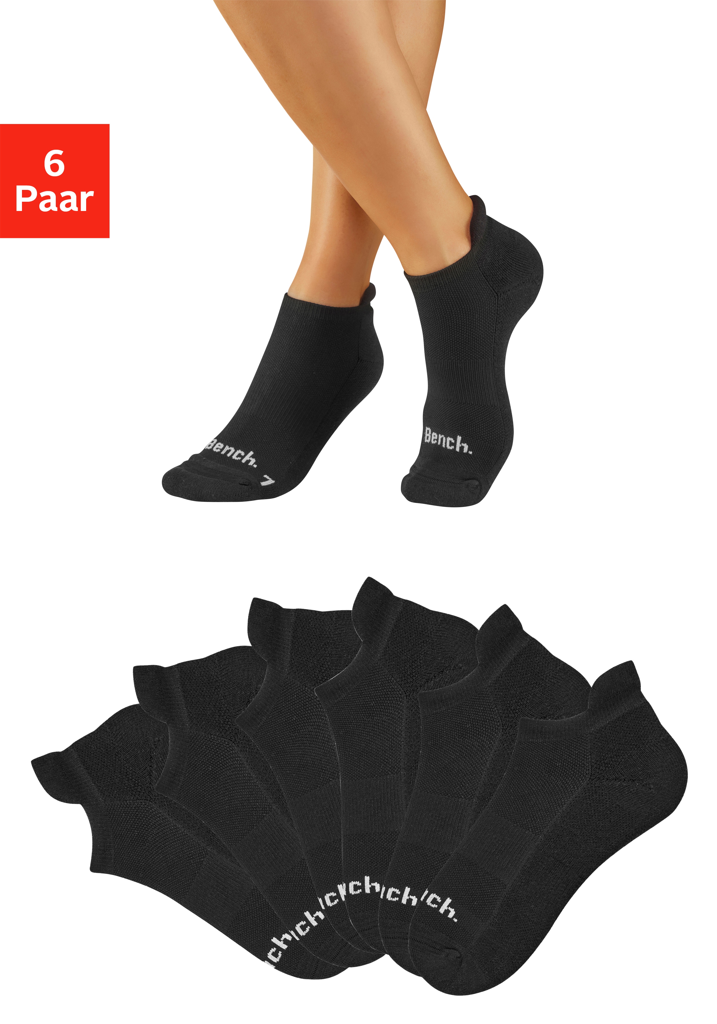 Bench. Sneakersocken "Sportsocken Antiblasensocken für Damen Herren" Packung, 6 Paar tlg. doppellagig, beugt Blasen vor