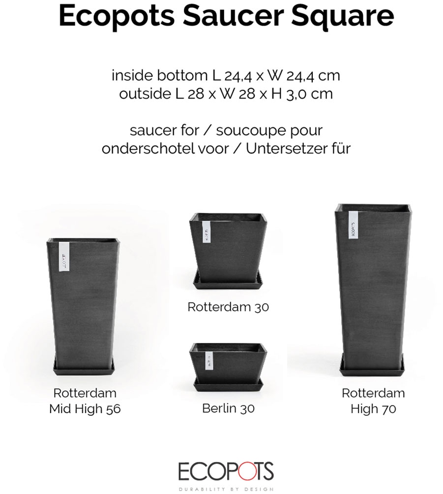 ECOPOTS Blumentopfuntersetzer »SQUARE SAUCER Dark Grey« BxTxH: 28x28x3 cm