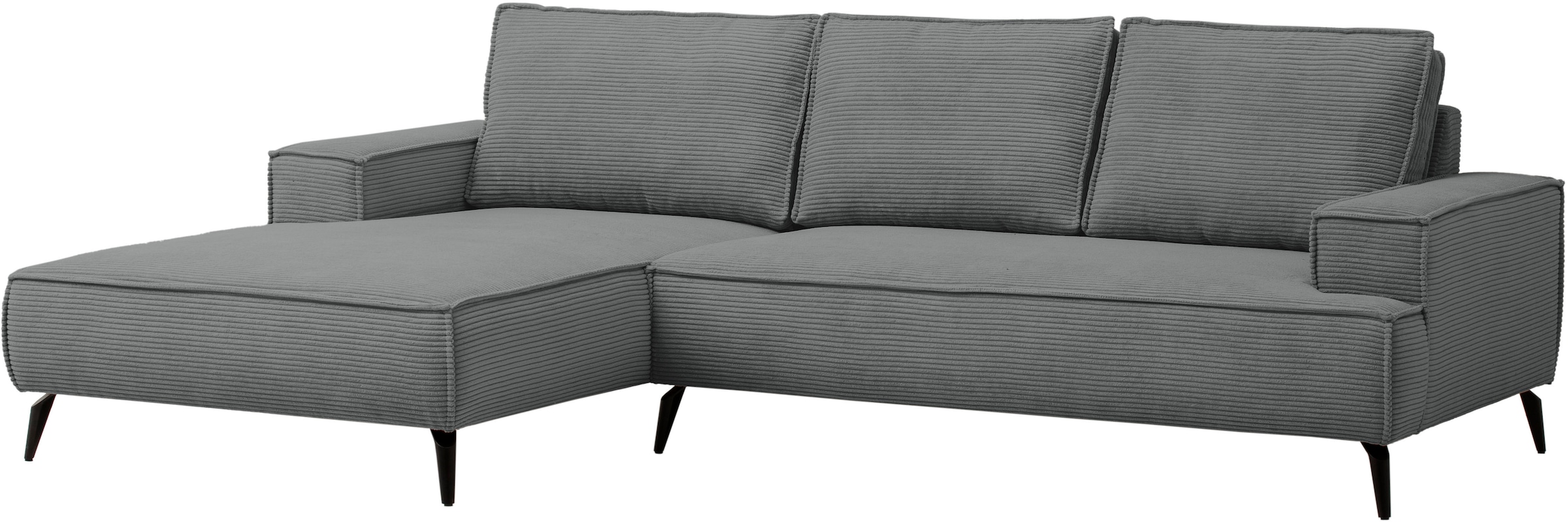andas Ecksofa »TVINNU, L-Form in Cord, Sofa«, wahlweise Ottomane rechts/links, schwarze Füße, bequemer Sitzkomfort
