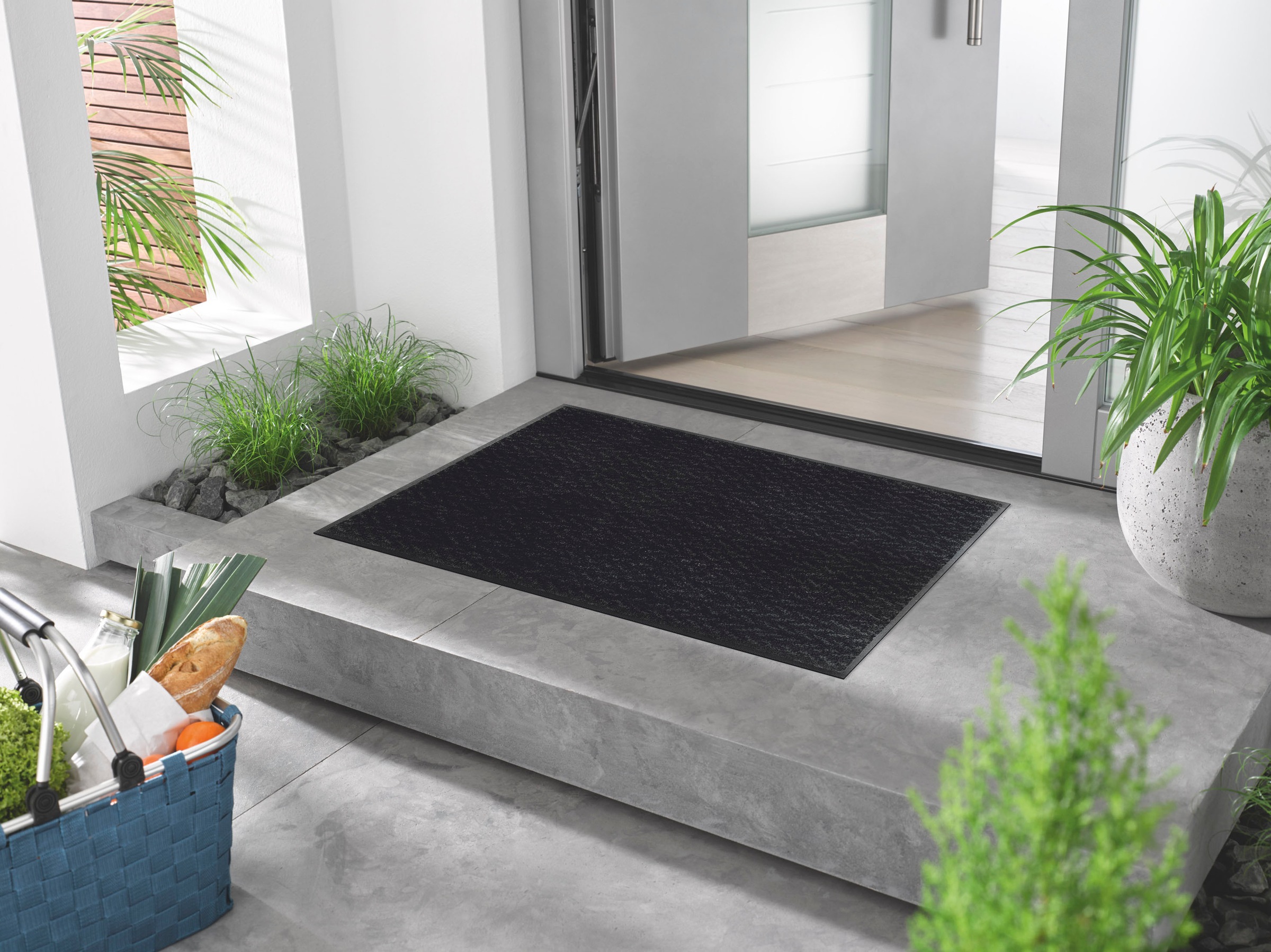 wash+dry by Kleen-Tex Teppich "Duo Charcoal" rechteckig 9 mm Höhe rutschhem günstig online kaufen