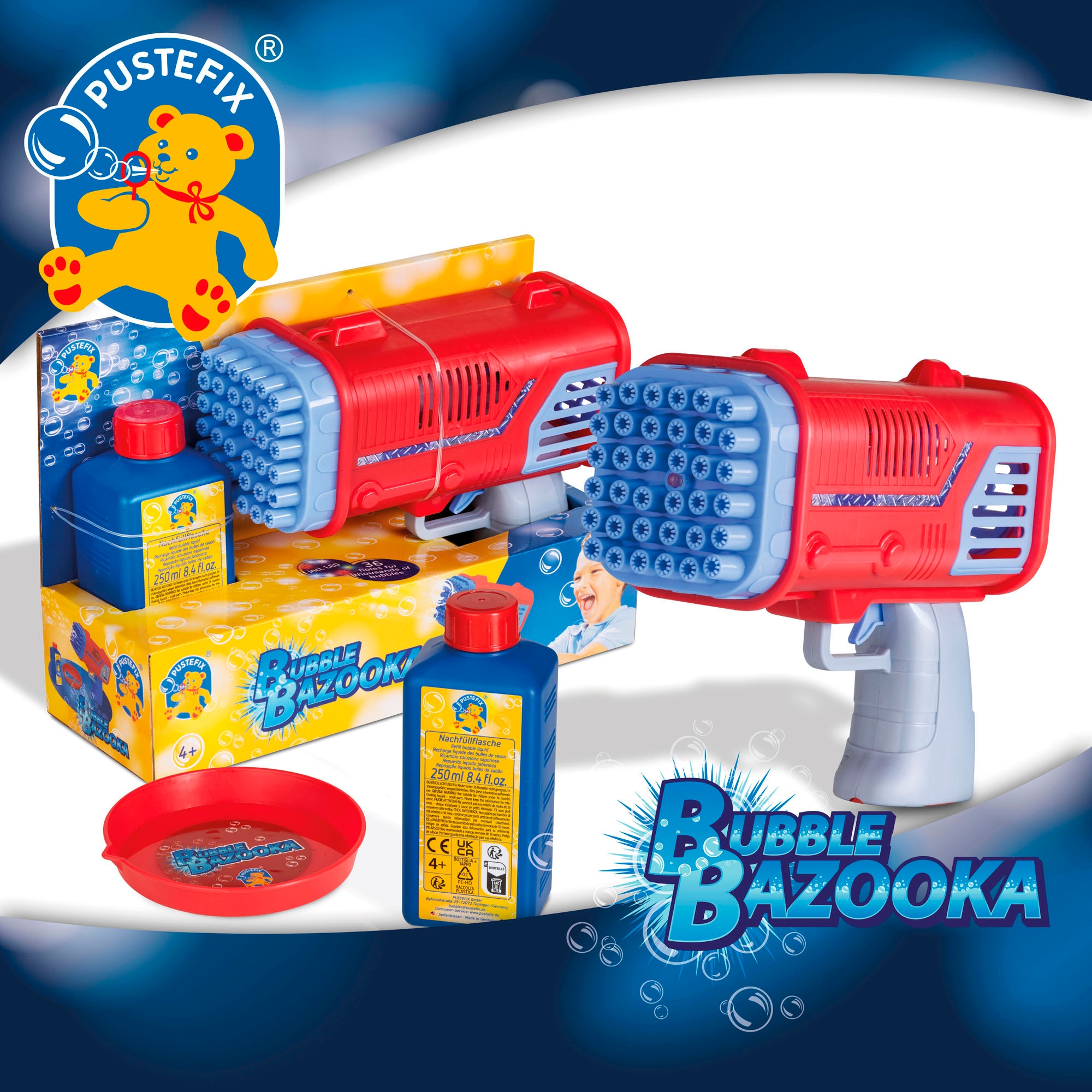 PUSTEFIX Seifenblasen Kanone »Bubble Bazooka«, mit LED-Licht