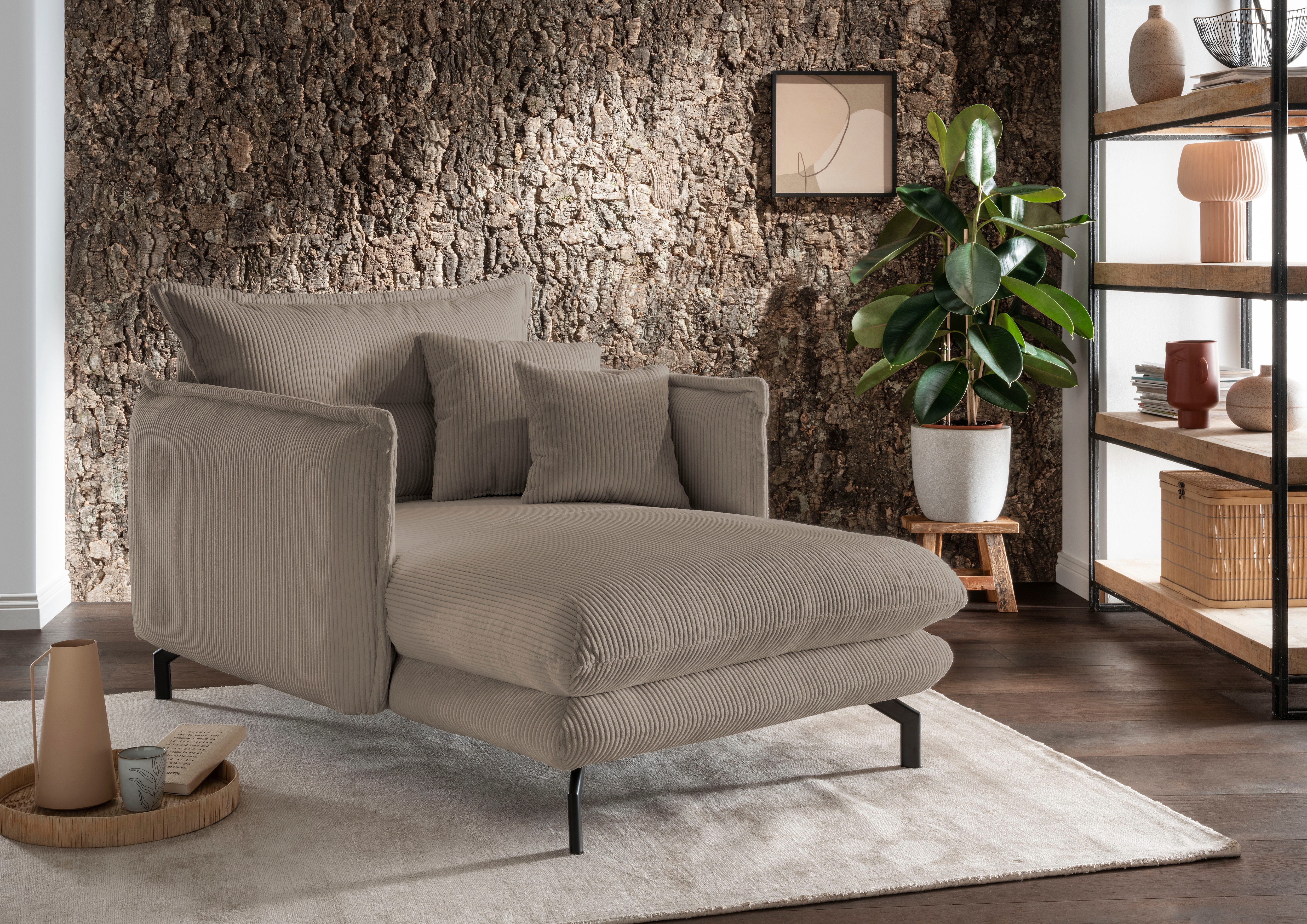 Home affaire Relaxsessel "LAVA Loveseat, modern & bequem, schmale Armlehnen, B/T 111/167cm" zwei verschiedene Fußfarben wählbar