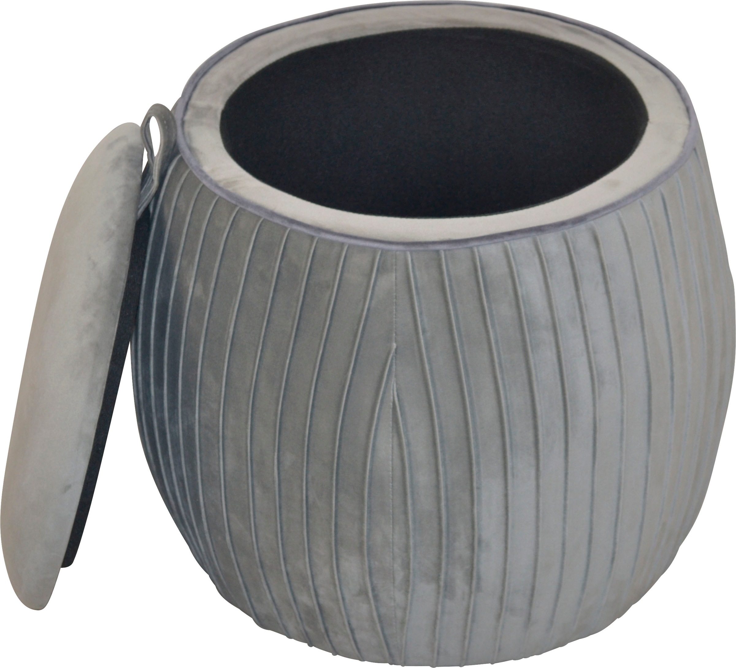 Stauraumhocker HOME AFFAIRE, grau, B:49cm H:46cm T:49cm, Samtbezug 100% Polyester, Hocker 2