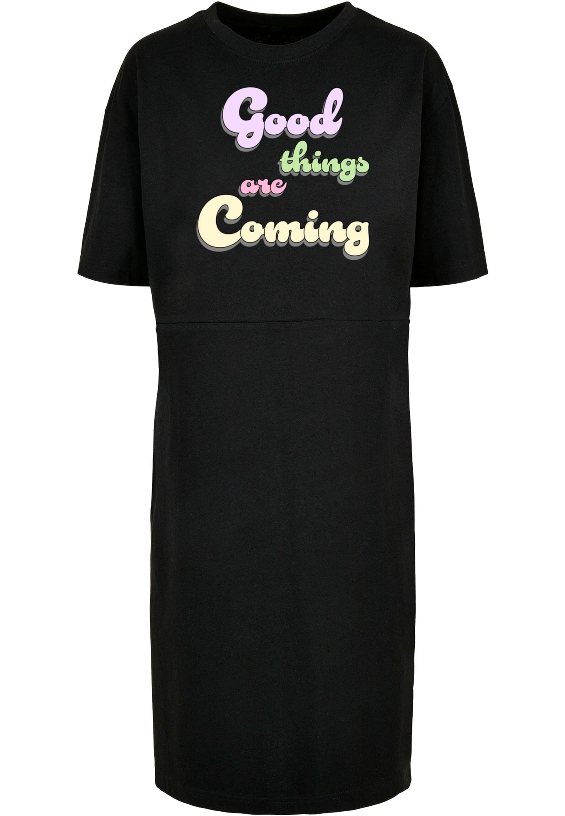 Merchcode Shirtkleid "Merchcode Damen Ladies Good Things Oversized Slit Tee Dress", (1 tlg.)