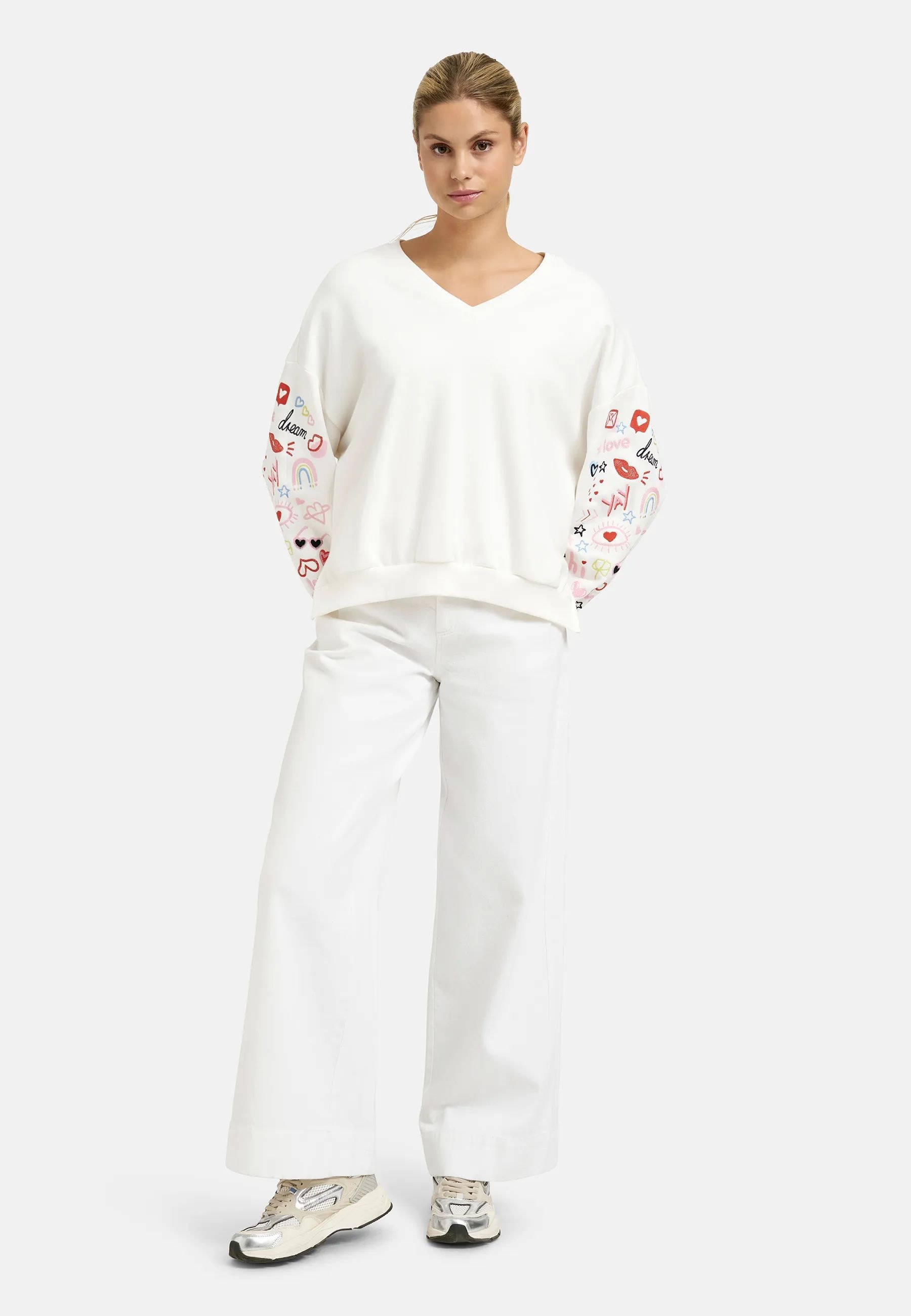 Smith & Soul Sweatshirt , mit V-Ausschnitt, Oversize, bestickt
