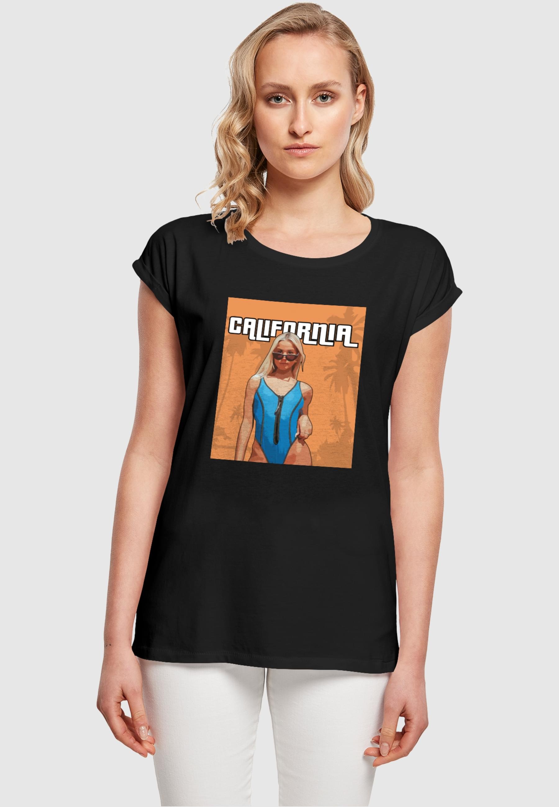 Merchcode T-Shirt »Merchcode Damen Ladies Grand California Extended Shoulder Tee«, (1 tlg.)