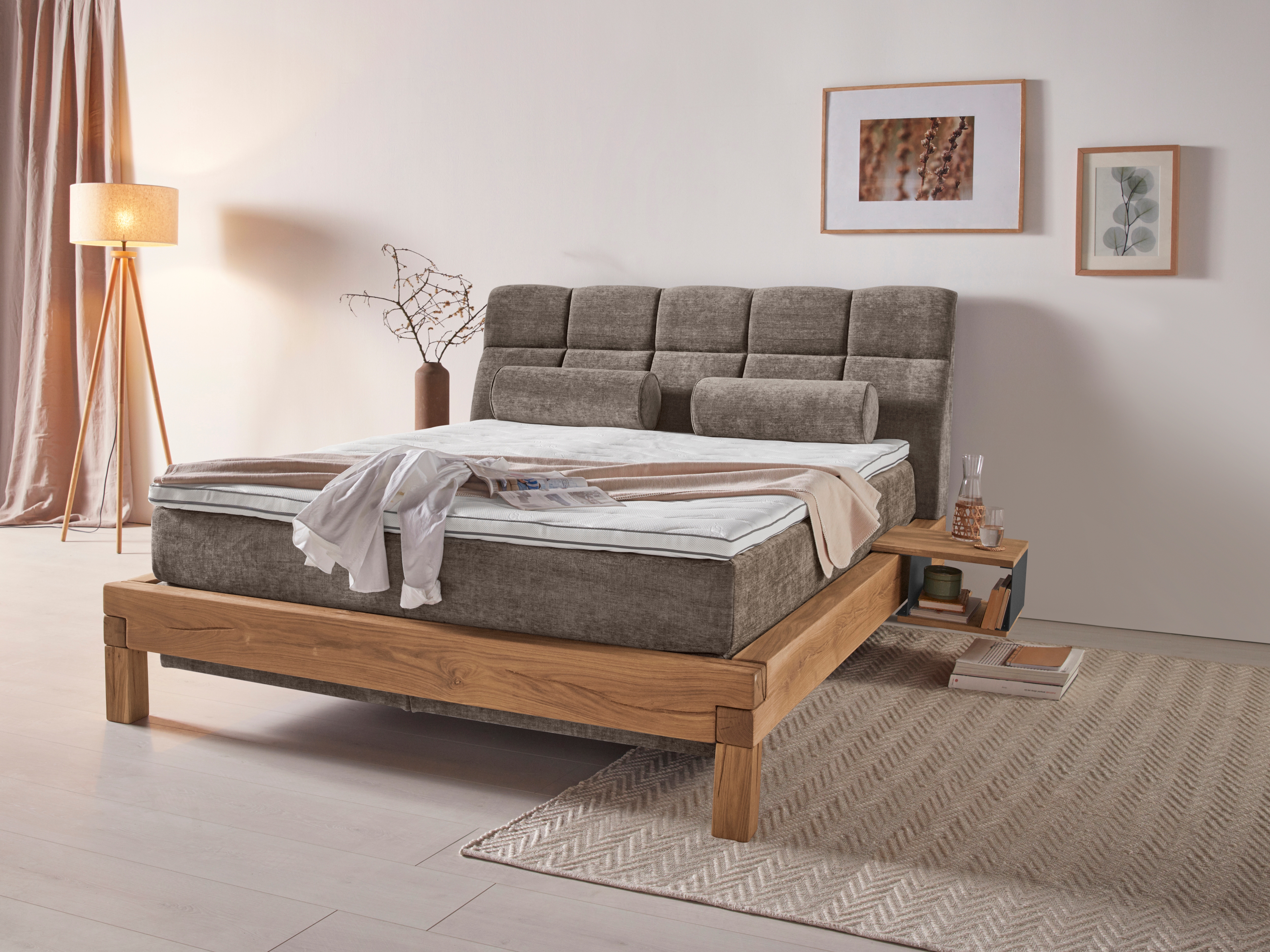 Home affaire Boxspringbett "Villads" Liegefläche: 160/200 cm aus Balkeneiche, Inside-Boxspring-Unterbau