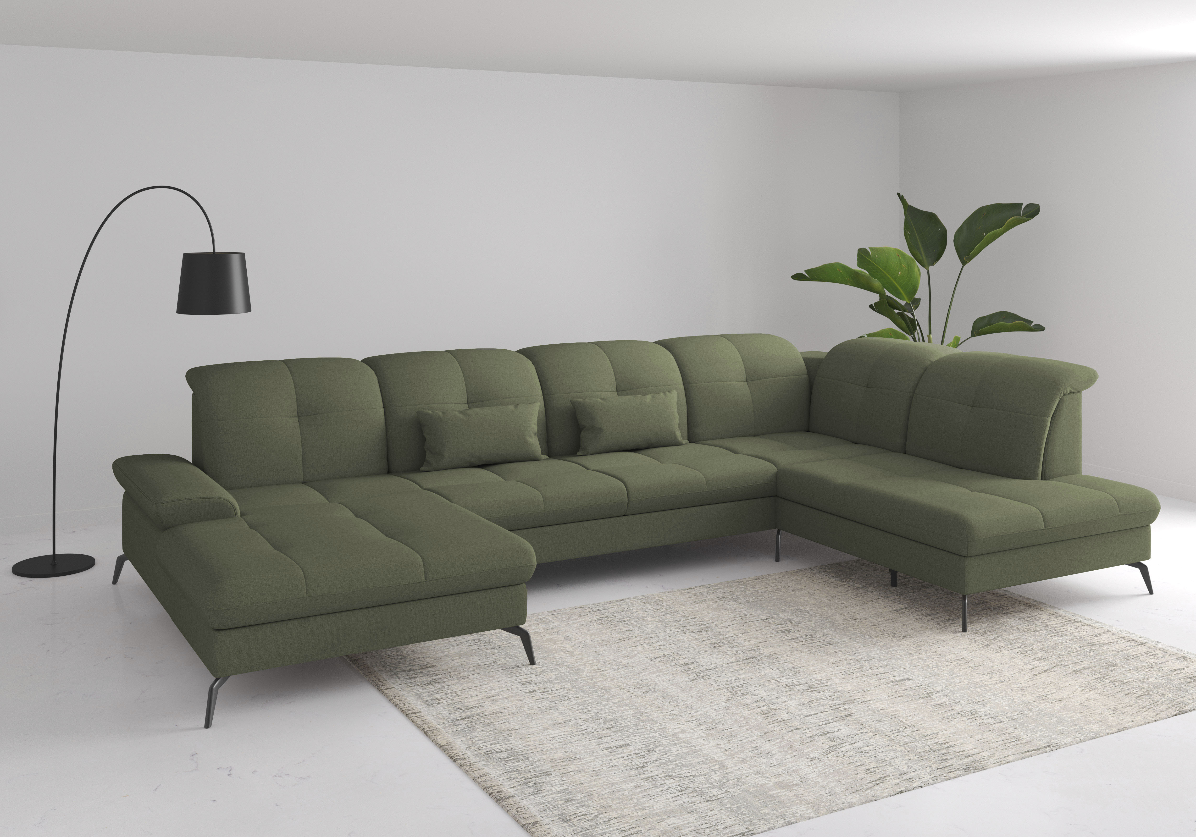 sit&more Wohnlandschaft "Amica, U-Form, inkl. Sitztiefenverstellung und Armteilverstellung" wahlweise mit Kopfteilverstellung, Schlaffunktion und Bettkasten