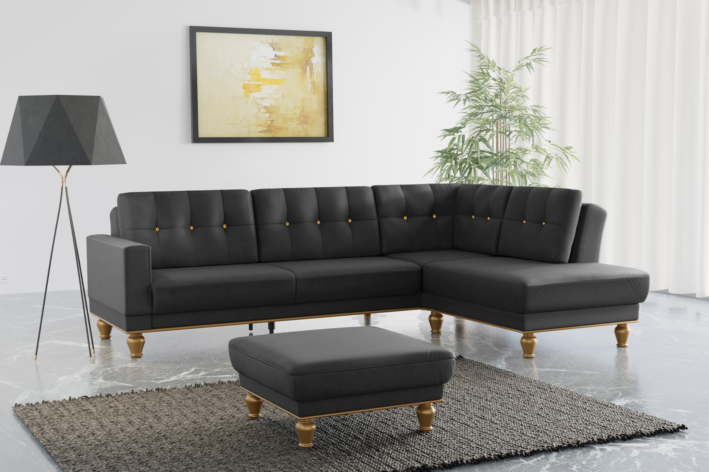 Ecksofa »Orient 5 V L-Form«, mit Strass-Stein, wahlweise mit Bettfunktion und Bettkasten