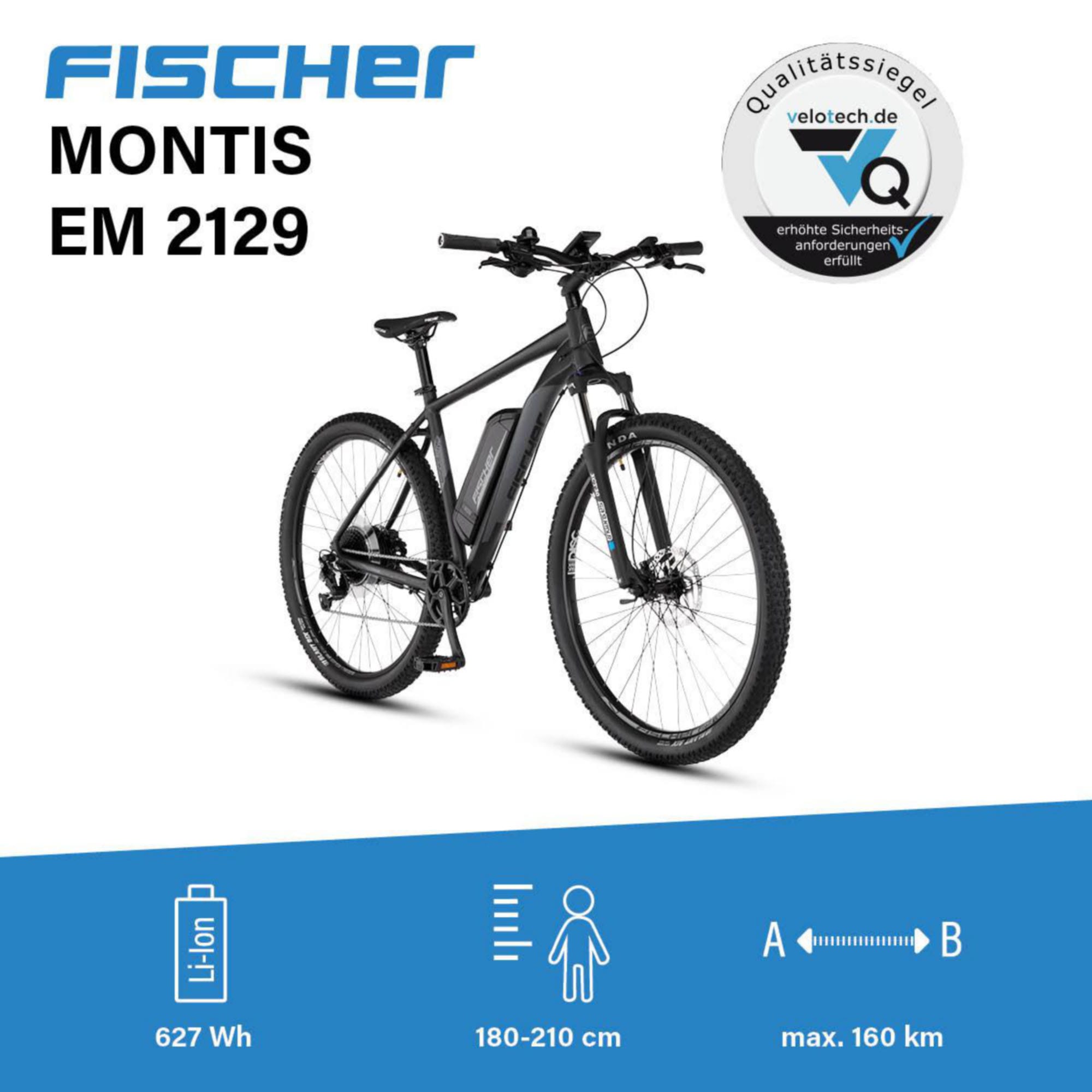 FISCHER Fahrrad E-Bike »MONTIS EM 2129 627 51«, 10 Gang, Shimano, DEORE Kettenschaltung, (mit Akku-Ladegerät-mit Werkzeug)