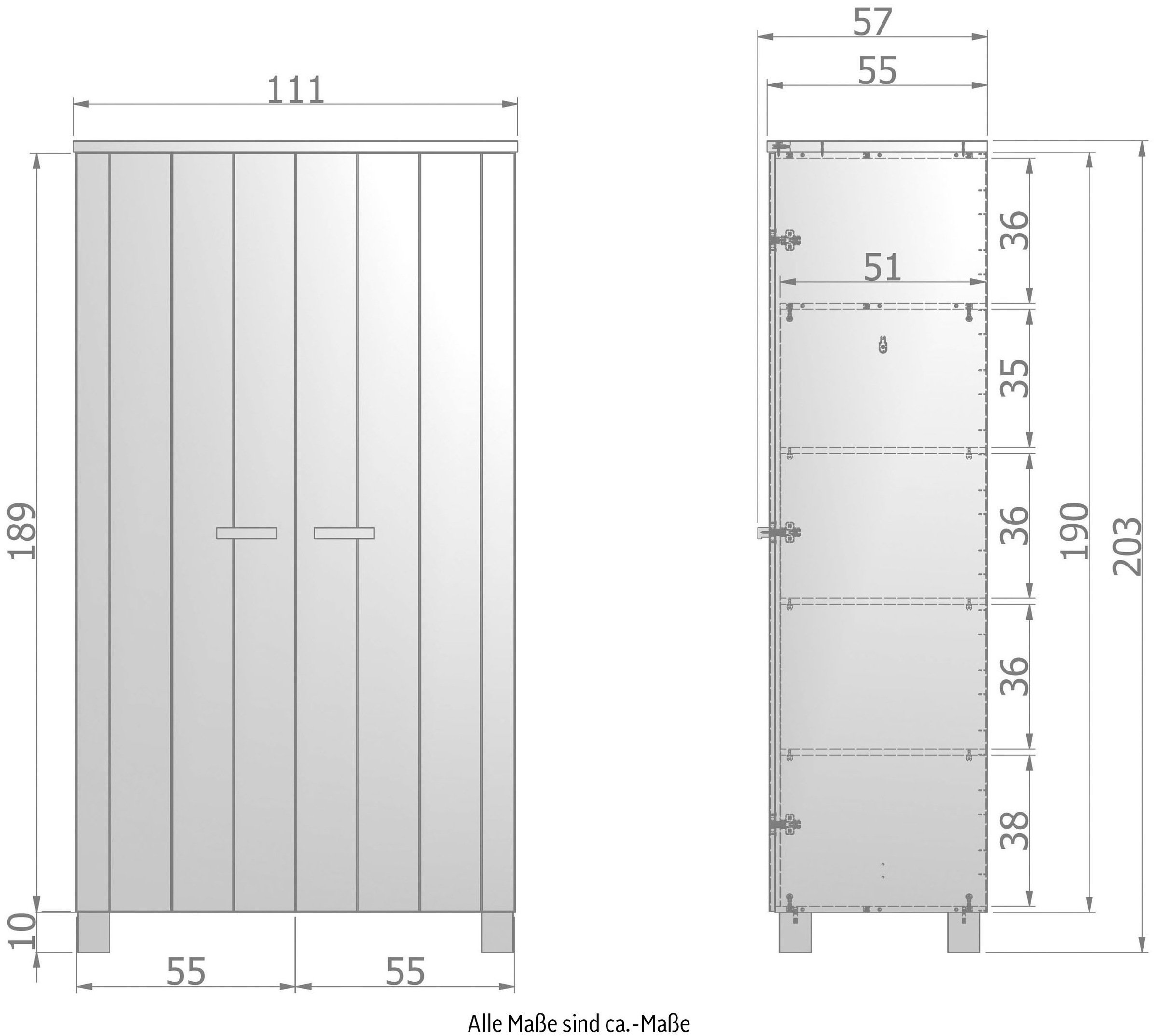 WOOOD Garderobenschrank »Dennis«, mit Kleiderstange, viel Stauraum, B 111 cm x H 202 cm