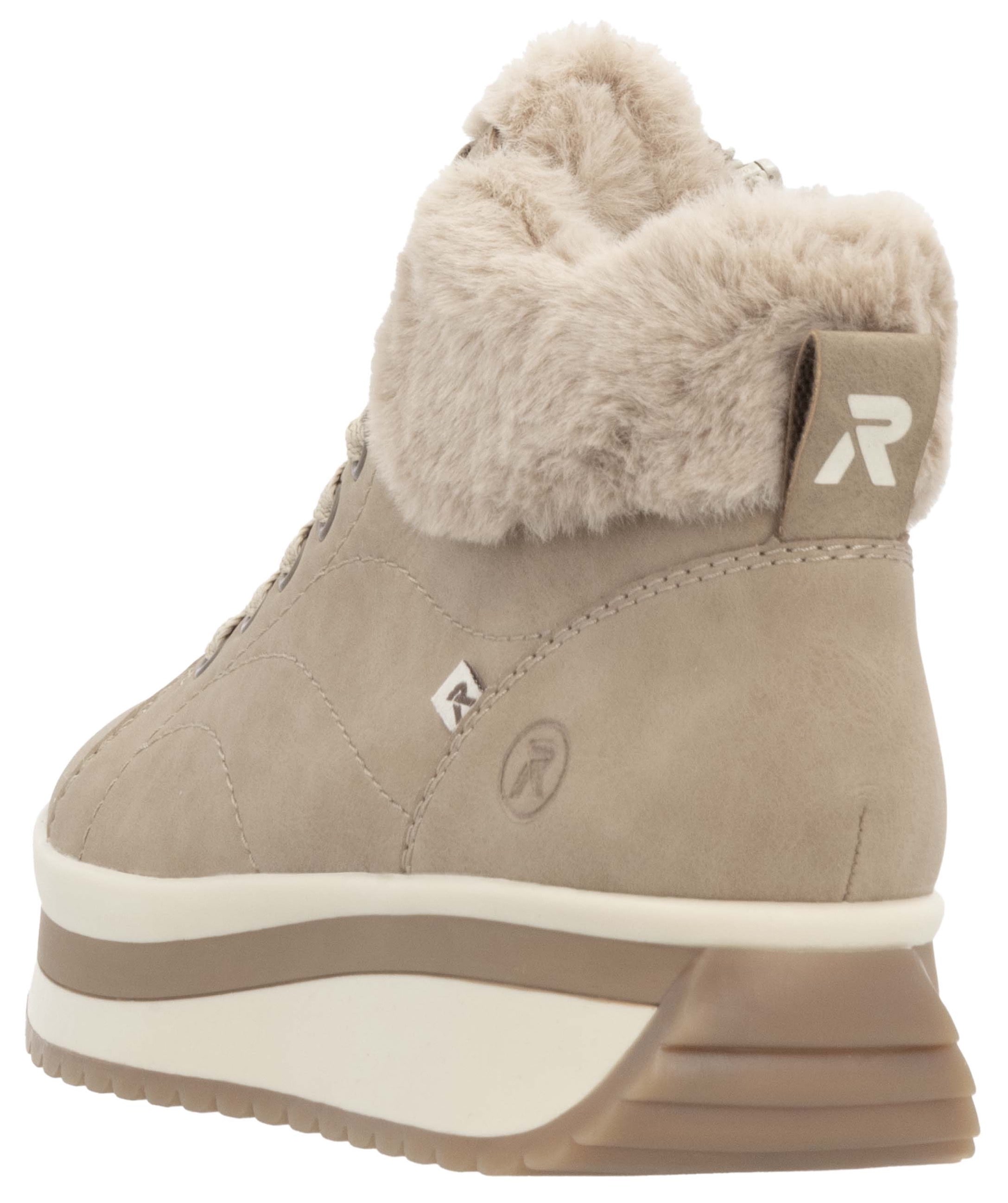 Rieker EVOLUTION Winterboots, Keilsneaker, Plateauboots mit Fellimitatkragen