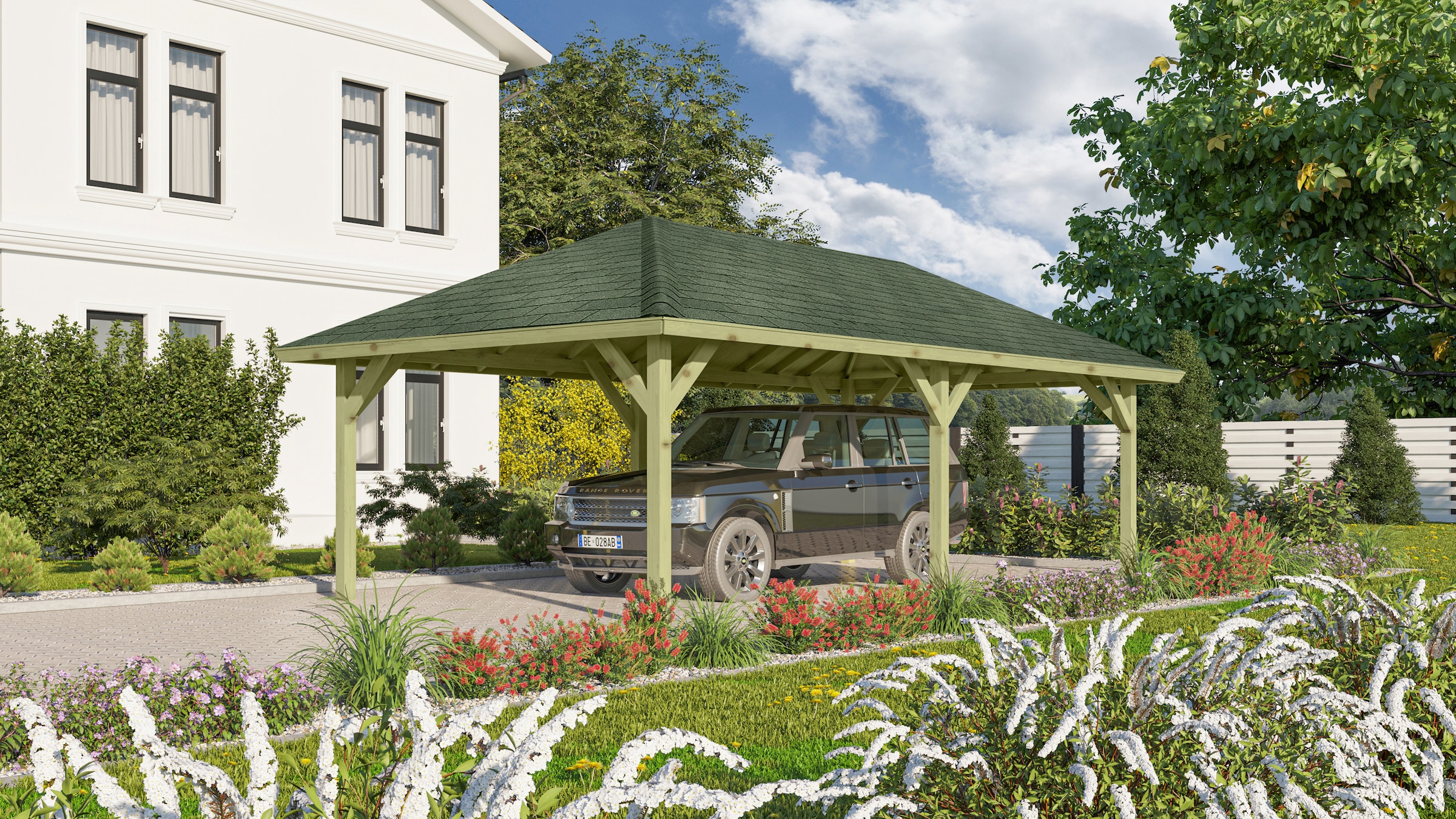 Karibu Pavillon "Kirn 3" BxTxH: 431x778x315 cm, mit H-Pfostenanker günstig online kaufen