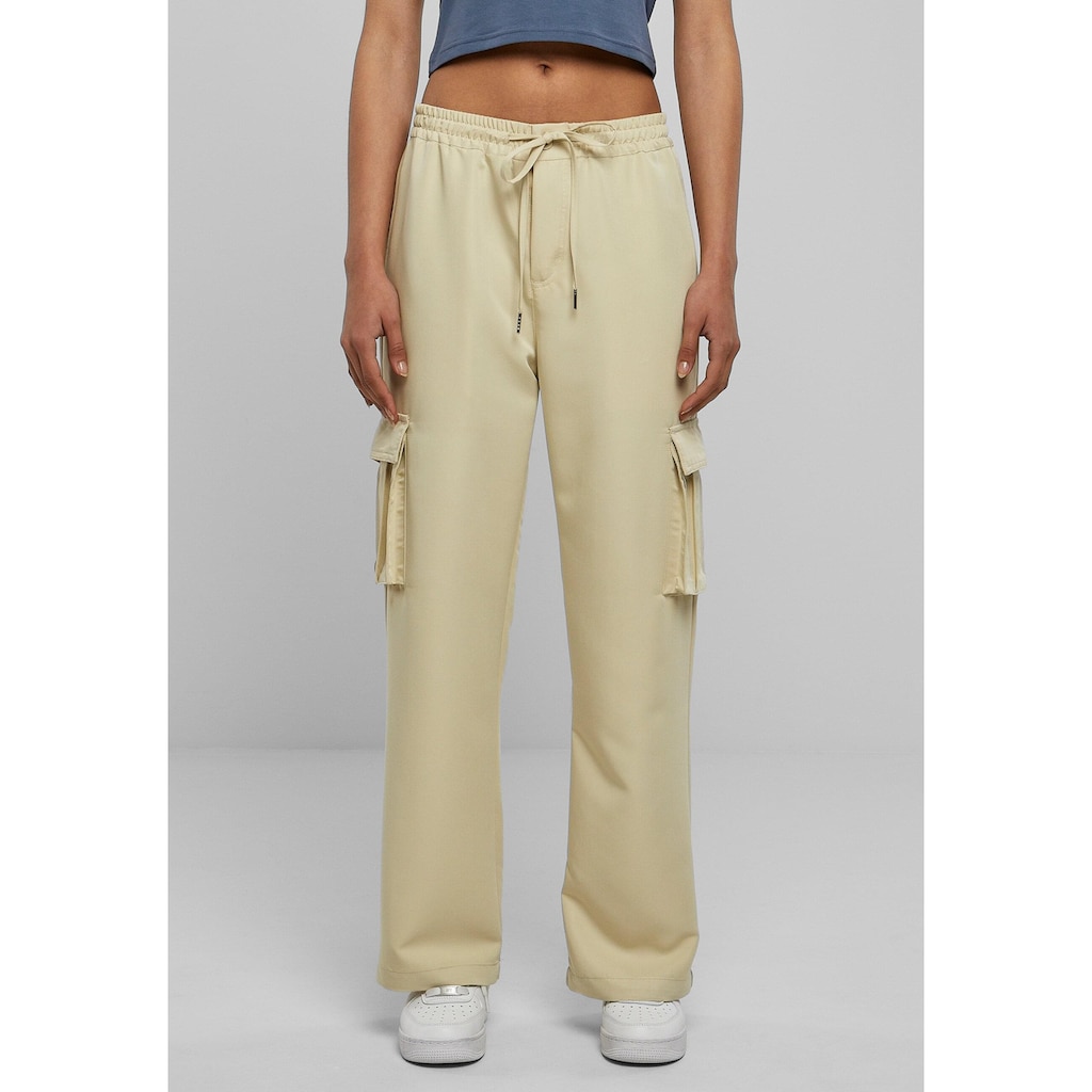 URBAN CLASSICS Stoffhose »Urban Classics Damen Ladies Vicose Straight Leg Cargo Pants«, (1 tlg.)