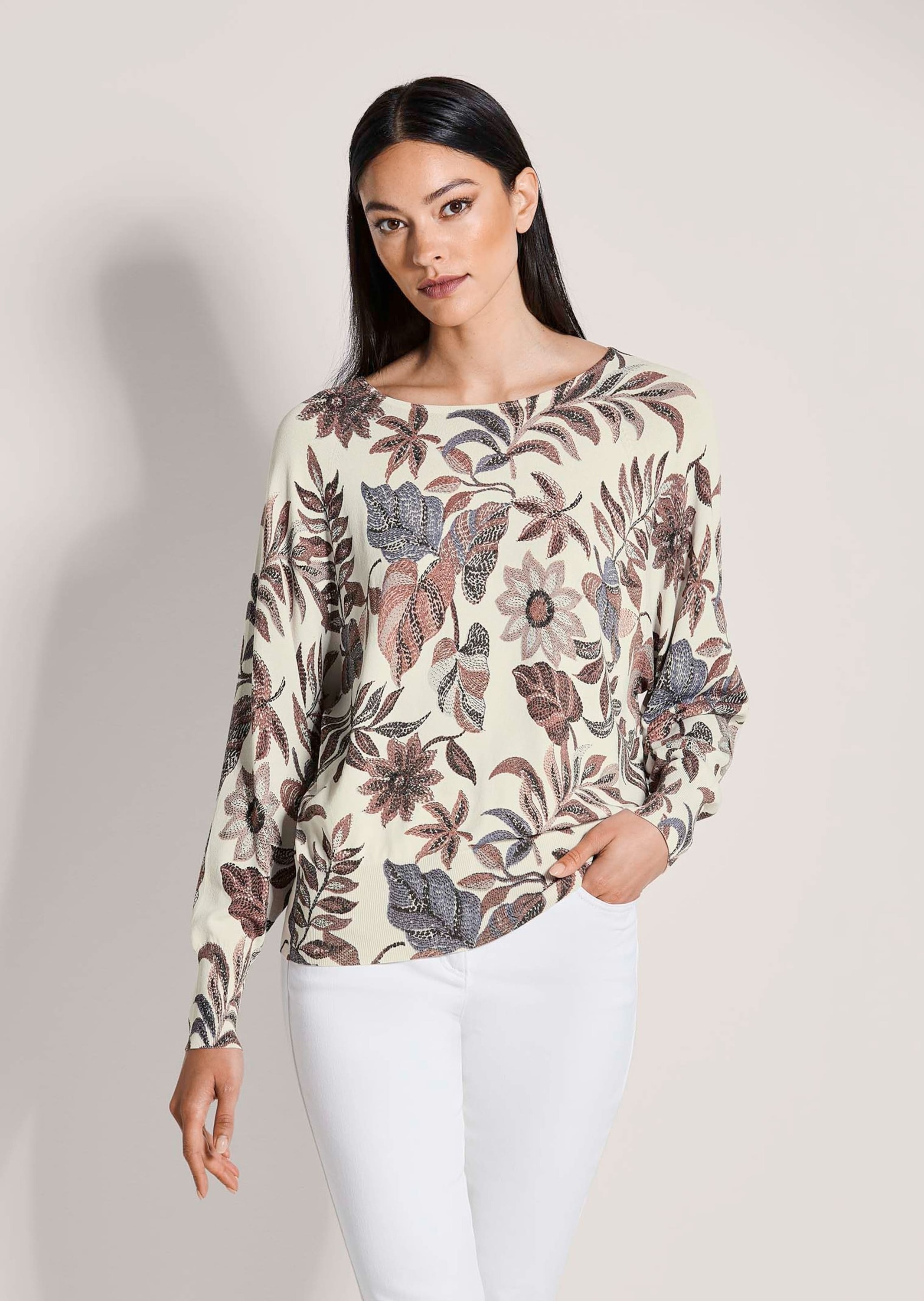 MADELEINE Longpullover »Viskosepullover Druckpullover mit floralem Muster« Durchgehende Muster